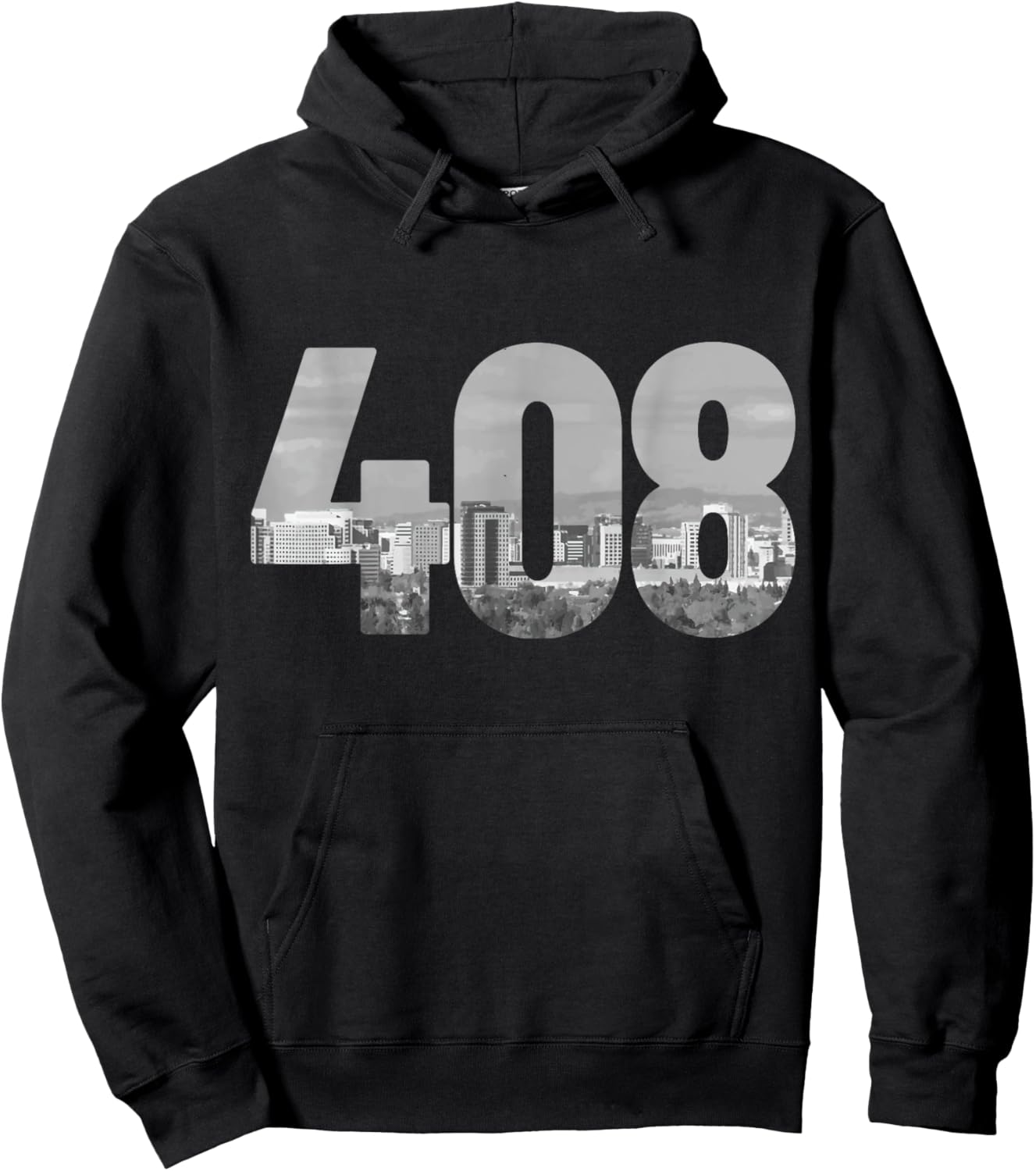 San Jose 408 Area Code Vintage Skyline California Hoodie - Hoodie | Black