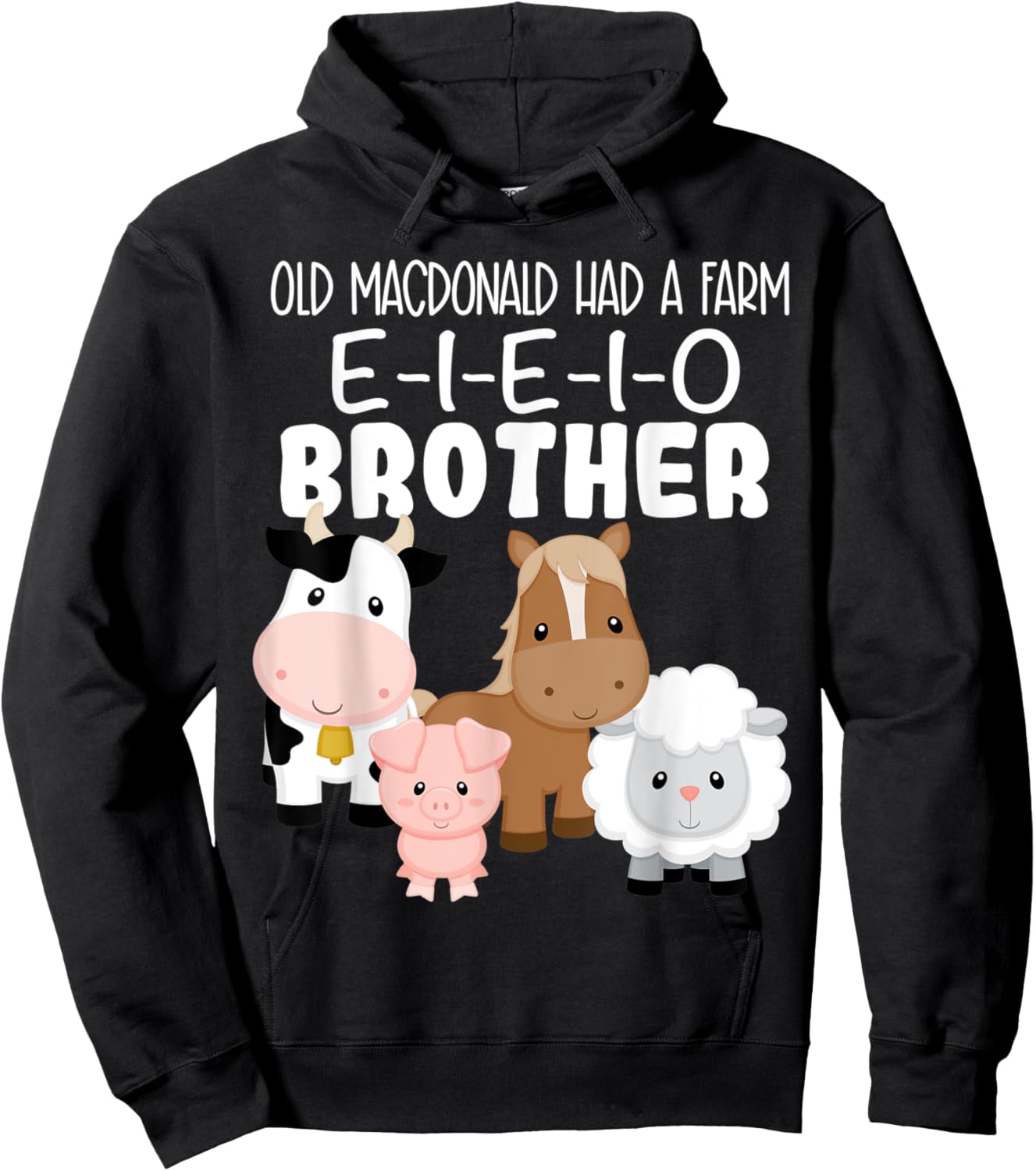 Brother Birthday Old MacDonald Theme Birthday Farm Animals Hoodie - Hoodie | Black