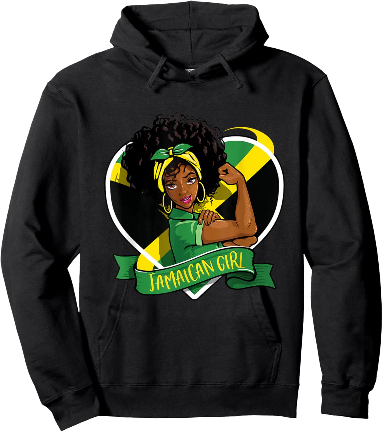 Jamaican Girl Black Melanin Jamaican Flag Jamaica Girl Hoodie - Hoodie | Black