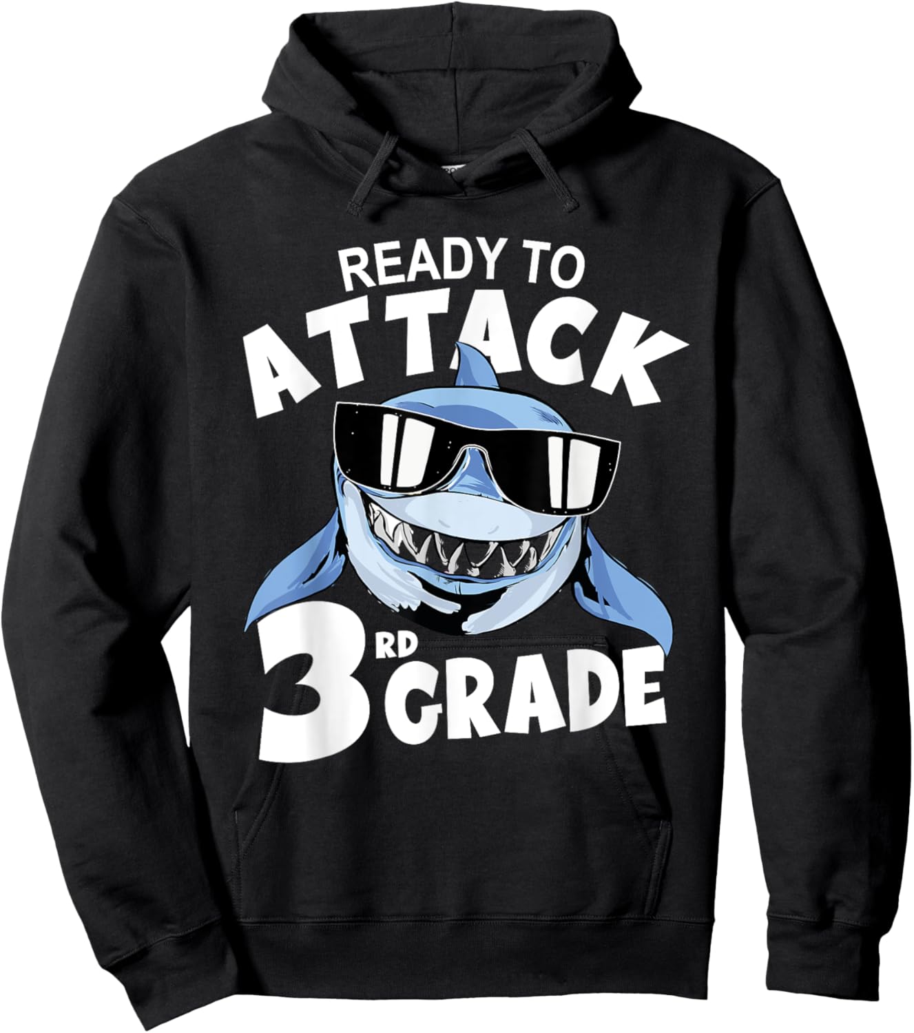Ready to Attack 3rd Grade Shark School Boy Back To School Hoodie - Hoodie | Black