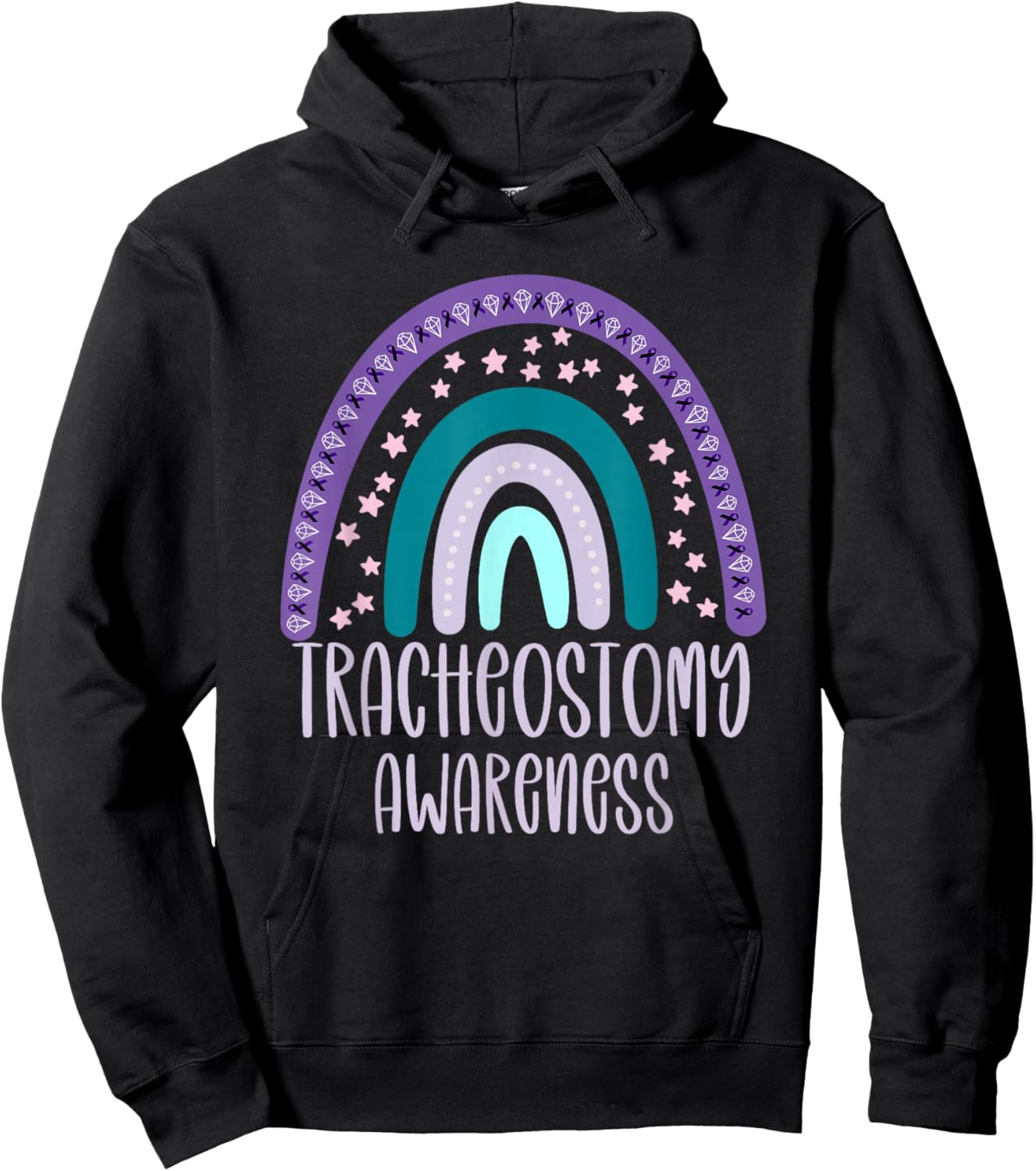 Tracheostomy Awareness Trach Awareness Rainbow Hoodie - Hoodie | Black