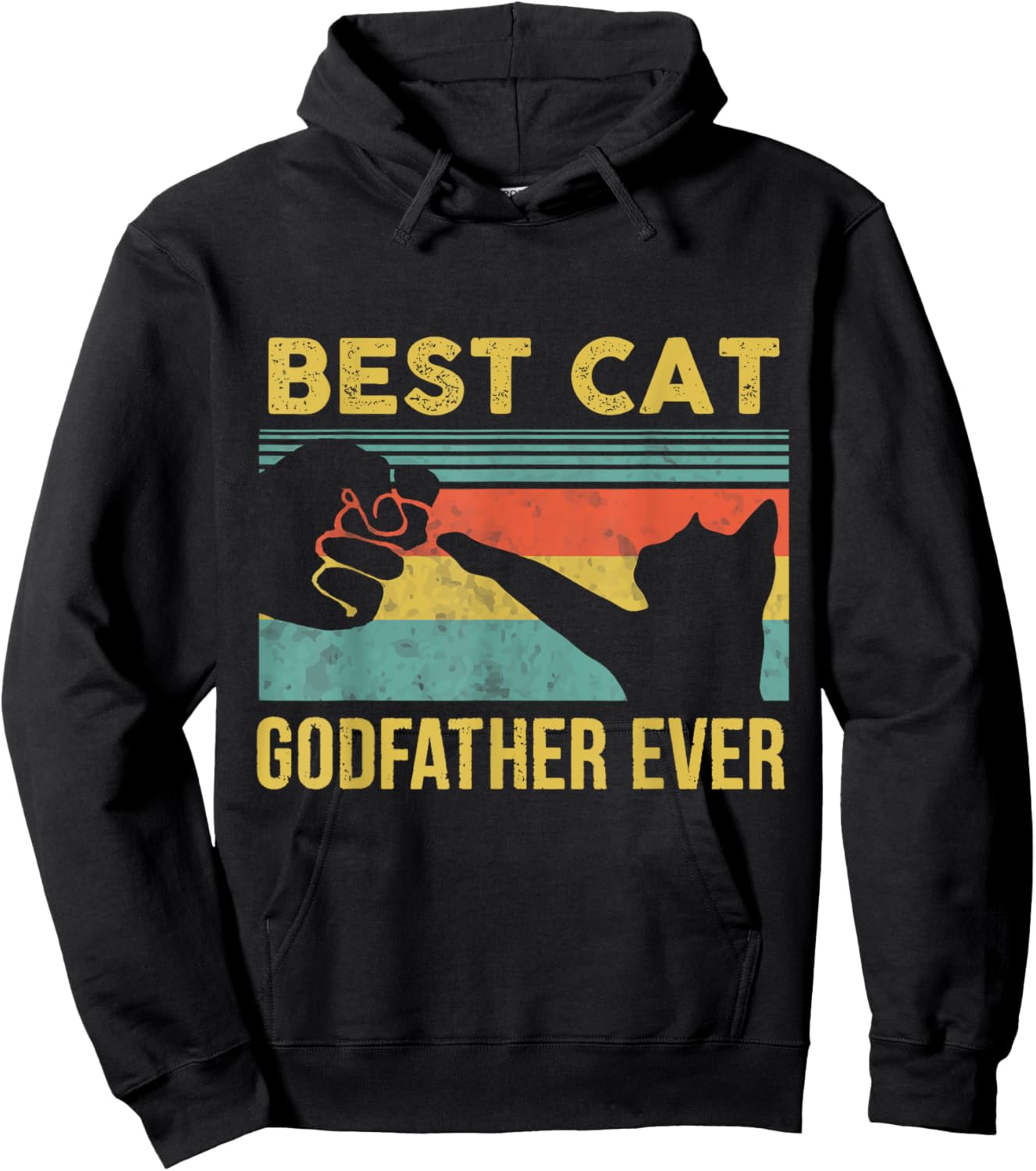 Best Cat Godfather Ever Vintage Cats Happy Father's Day Hoodie - Hoodie | Black