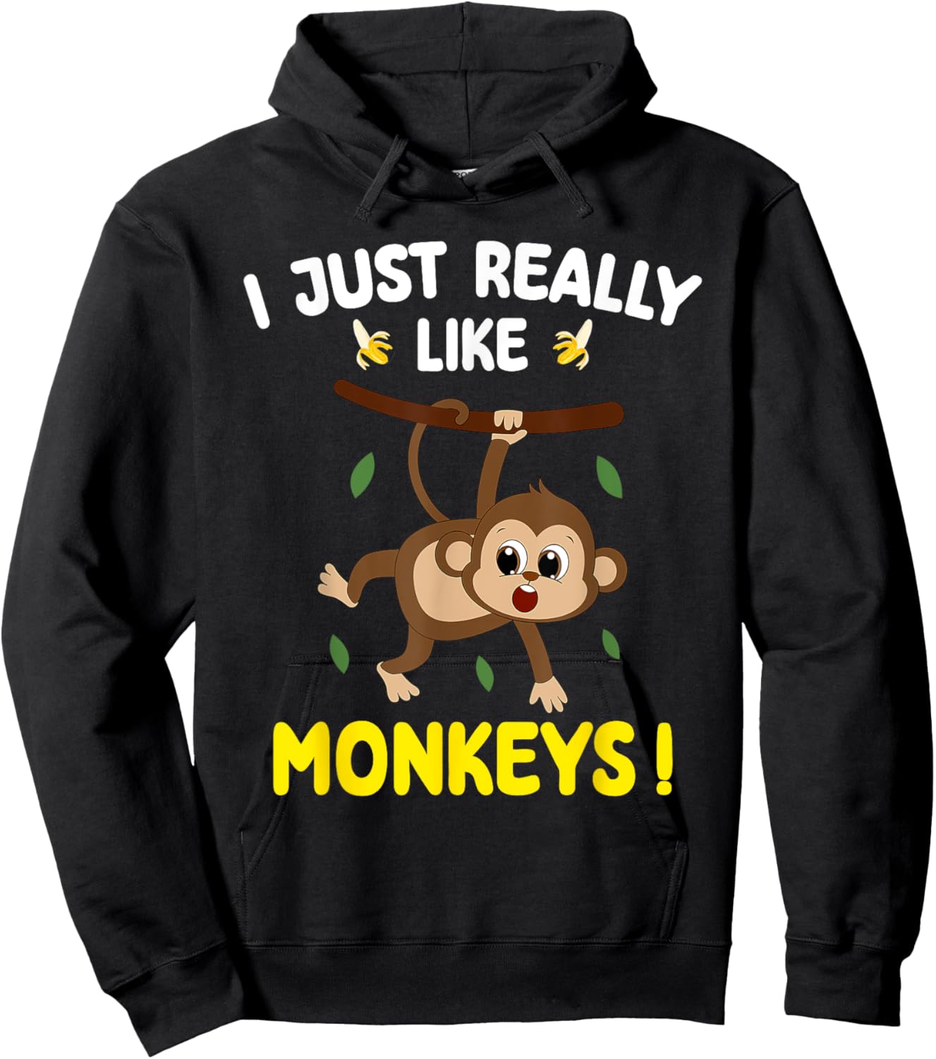 I Just Really Like Monkeys Cute Monkey toddler boy kids Hoodie - Hoodie | Black