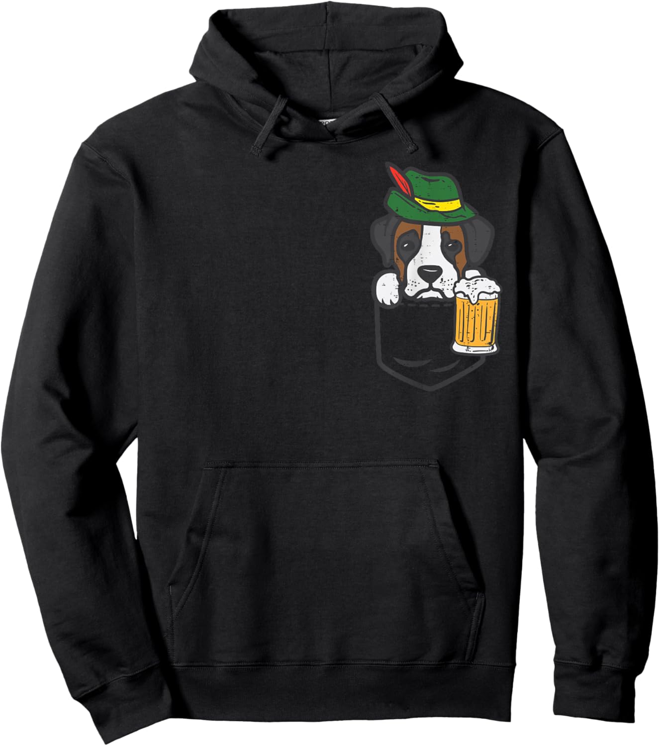 Pocket Boxer German Hat Oktoberfest Cute Dog Owner Men Women Hoodie - Hoodie | Black
