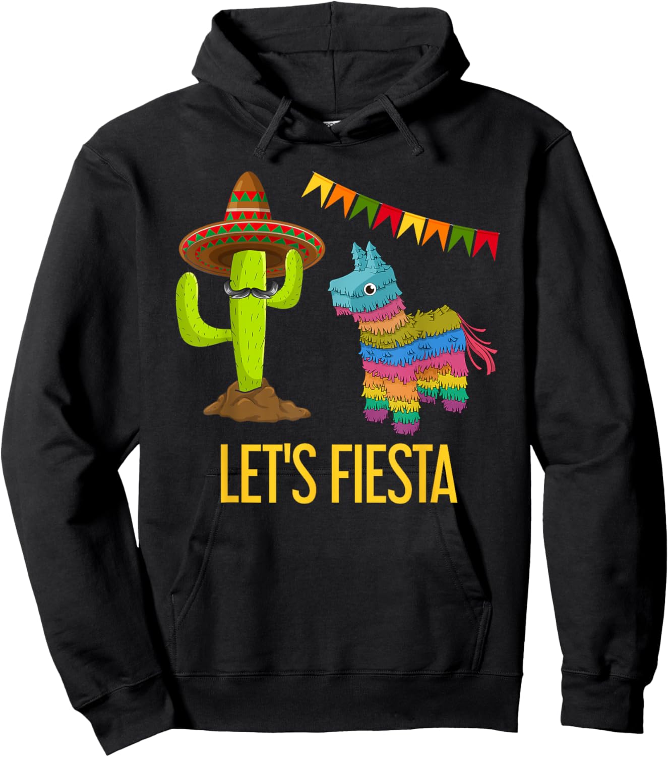 Lets Fiesta Funny Mexican Party Pinata Cactus Cinco De Mayo Hoodie - Hoodie | Black