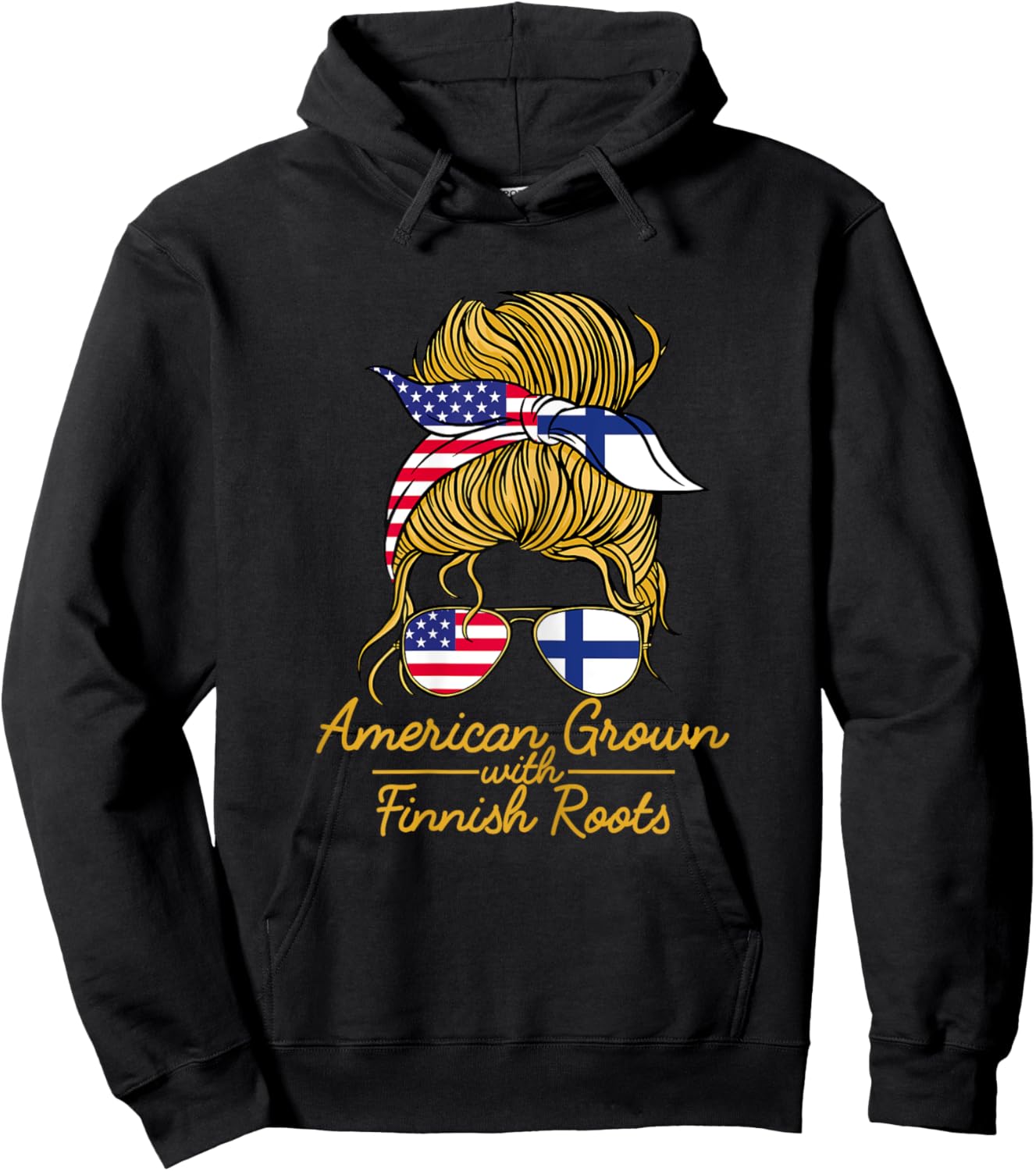 American Grown with Finnish Roots Finland and USA Flag Hoodie - Hoodie | Black