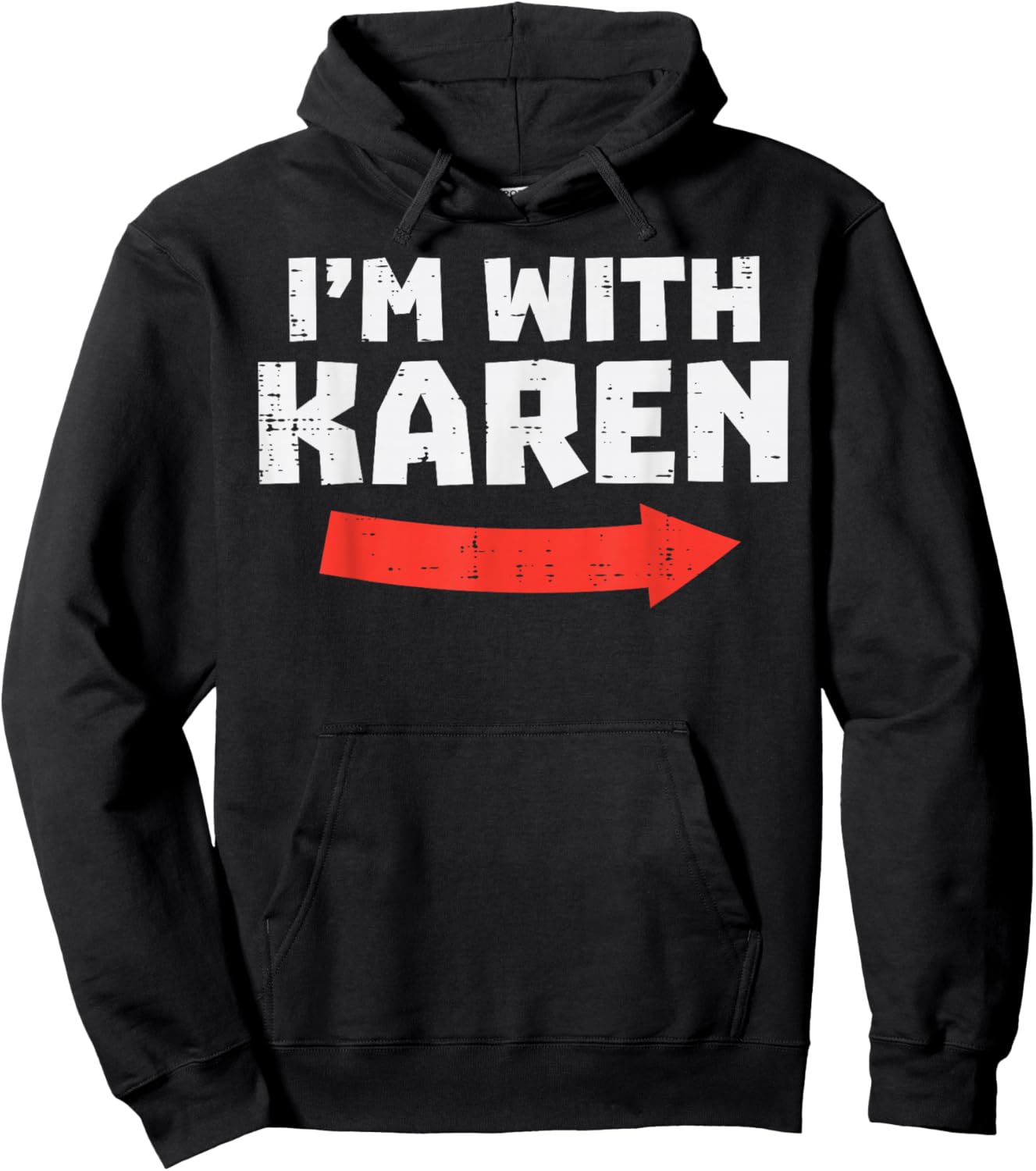 Im With Karen Funny Matching Couples Halloween Meme Him Men Hoodie - Hoodie | Black