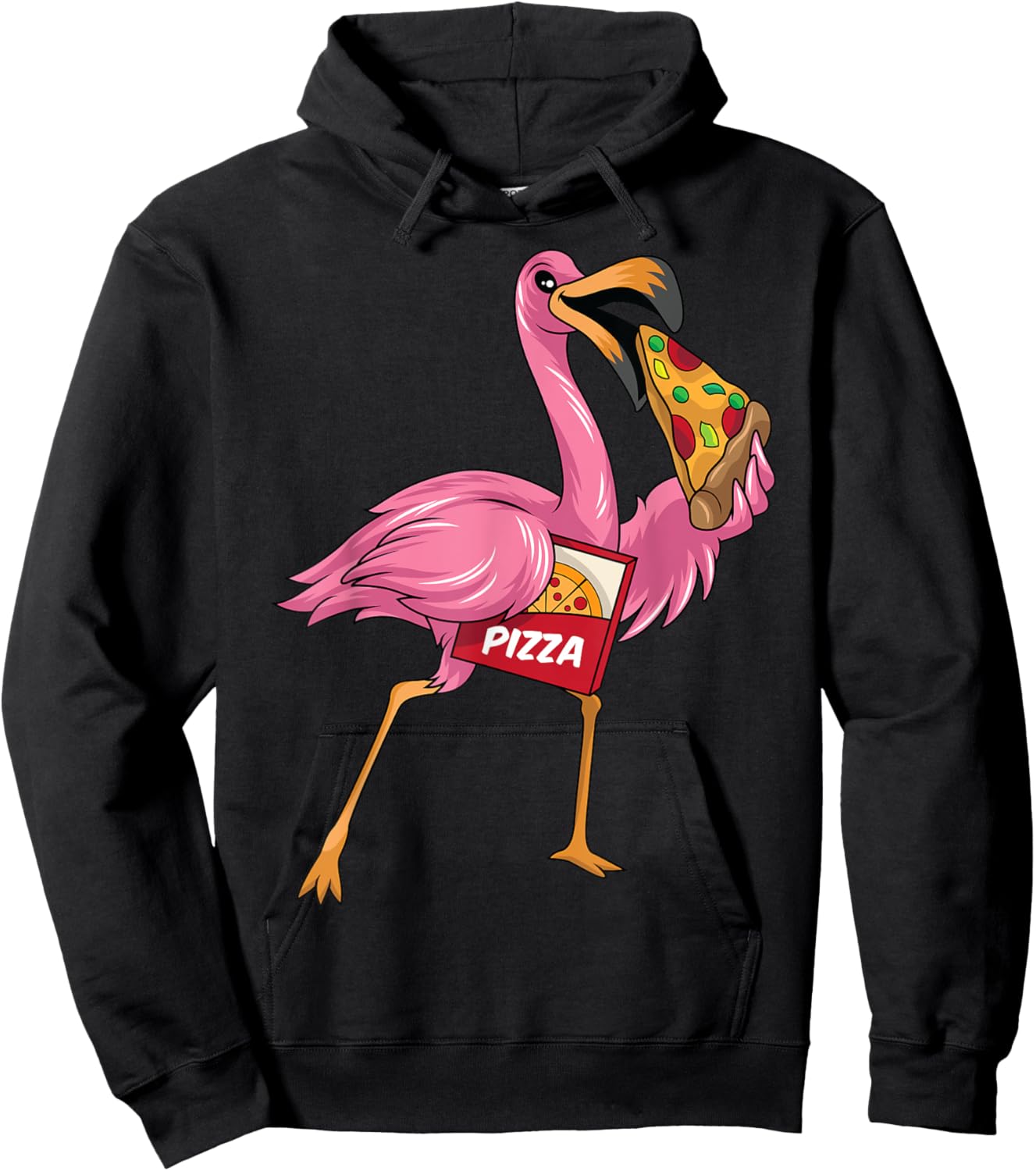 Flamingo And Pizza Flamingo Eating Pizza Flamingo Pizza Hoodie - Hoodie | Black