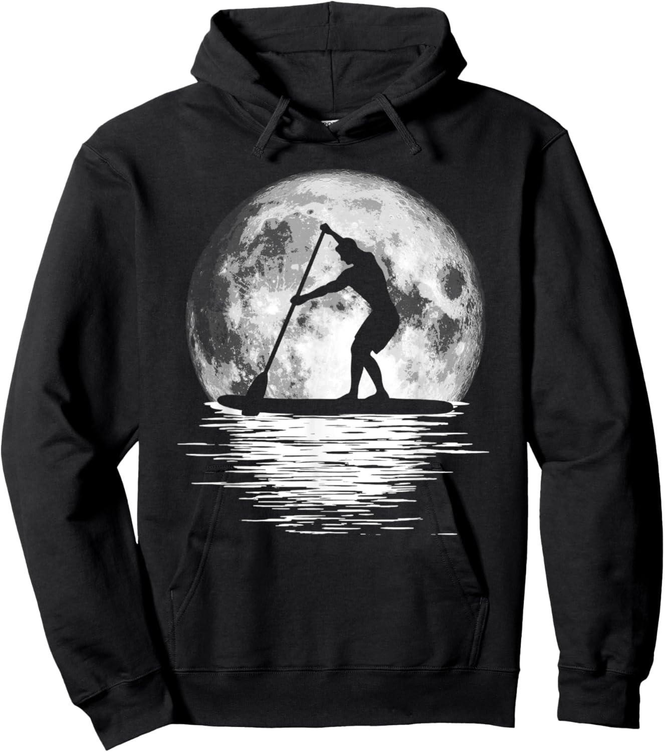 Retro Stand Up Paddleboard SUP Night Ride Vintage Full Moon Hoodie - Hoodie | Black