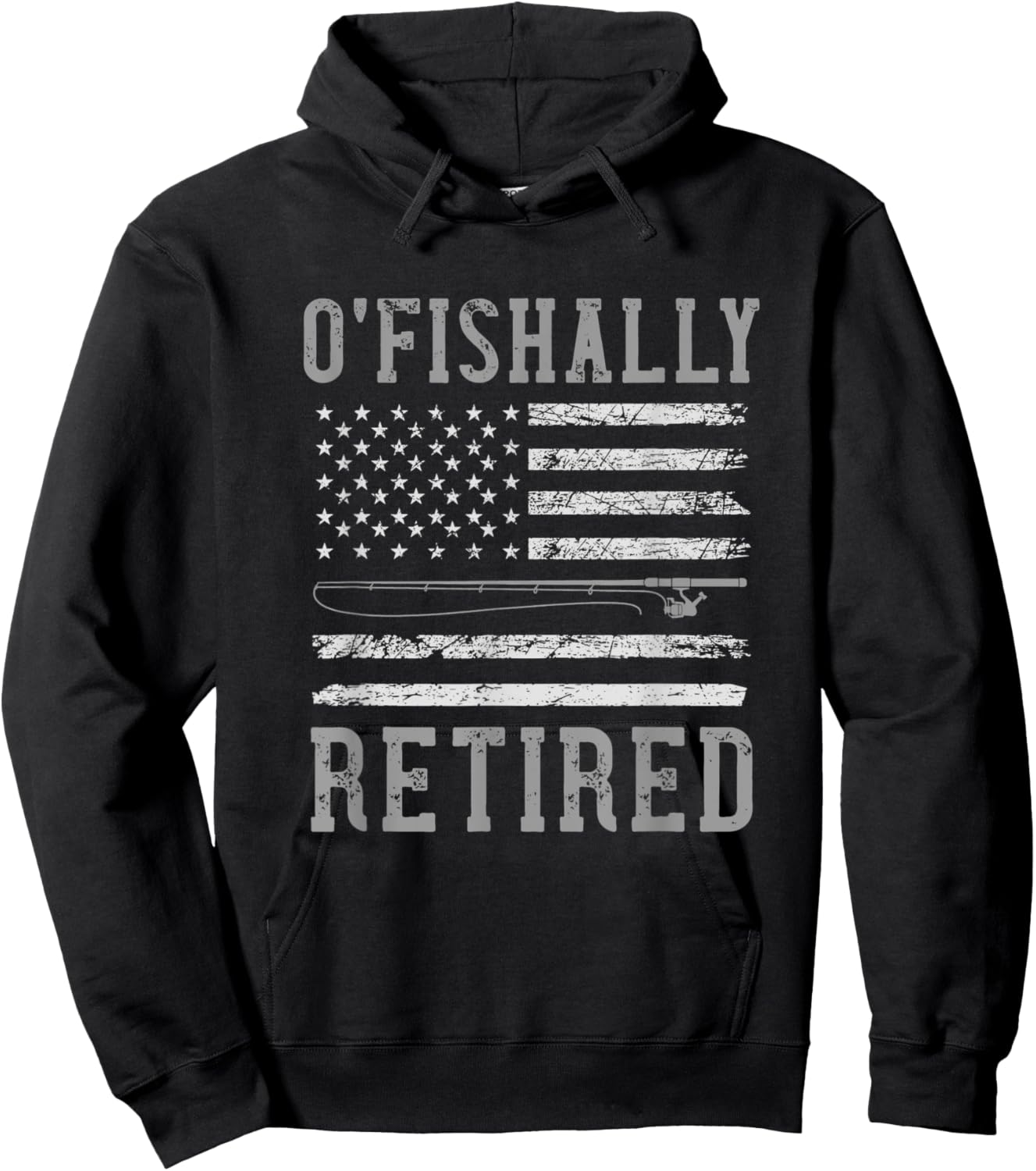 Retired Corrections Officer Fishing Retirement USA Flag Hoodie - Hoodie | Black