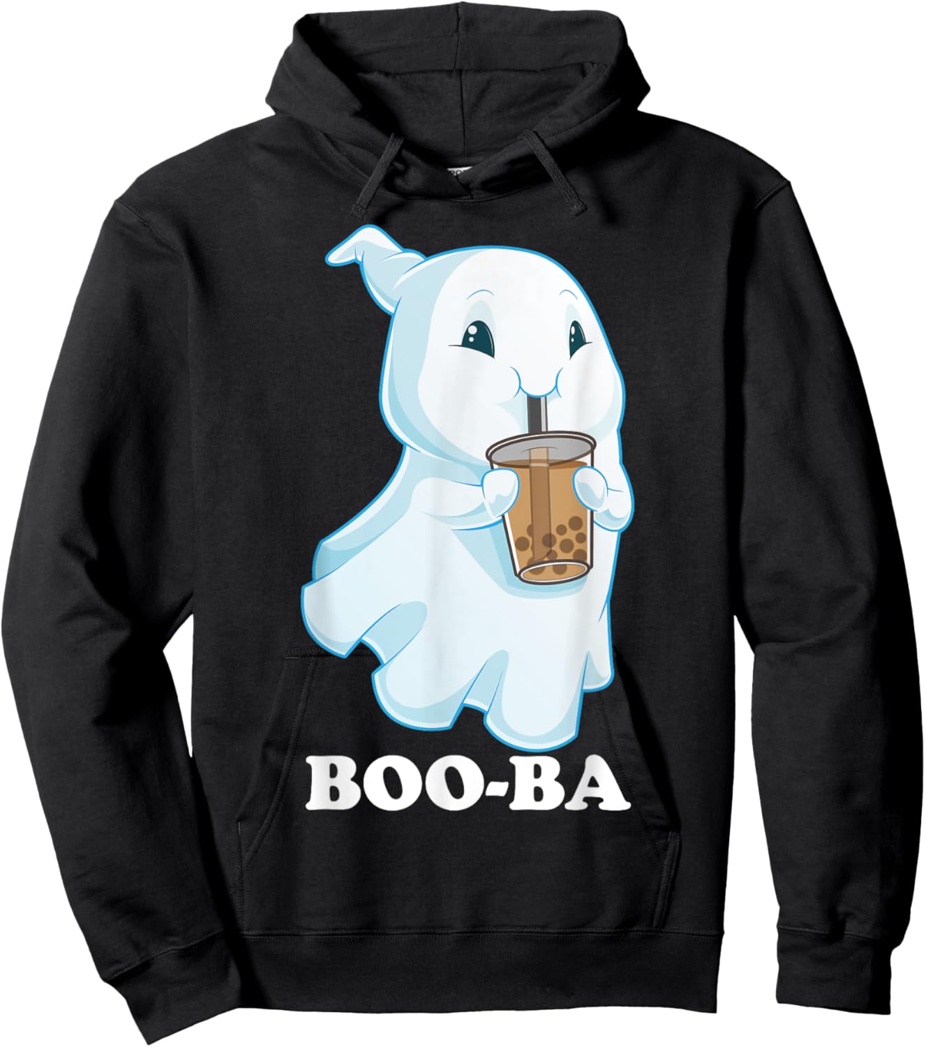 Boo-Ba Ghost Boba Bubble Tea Milk Halloween Costume Hoodie - Hoodie | Black