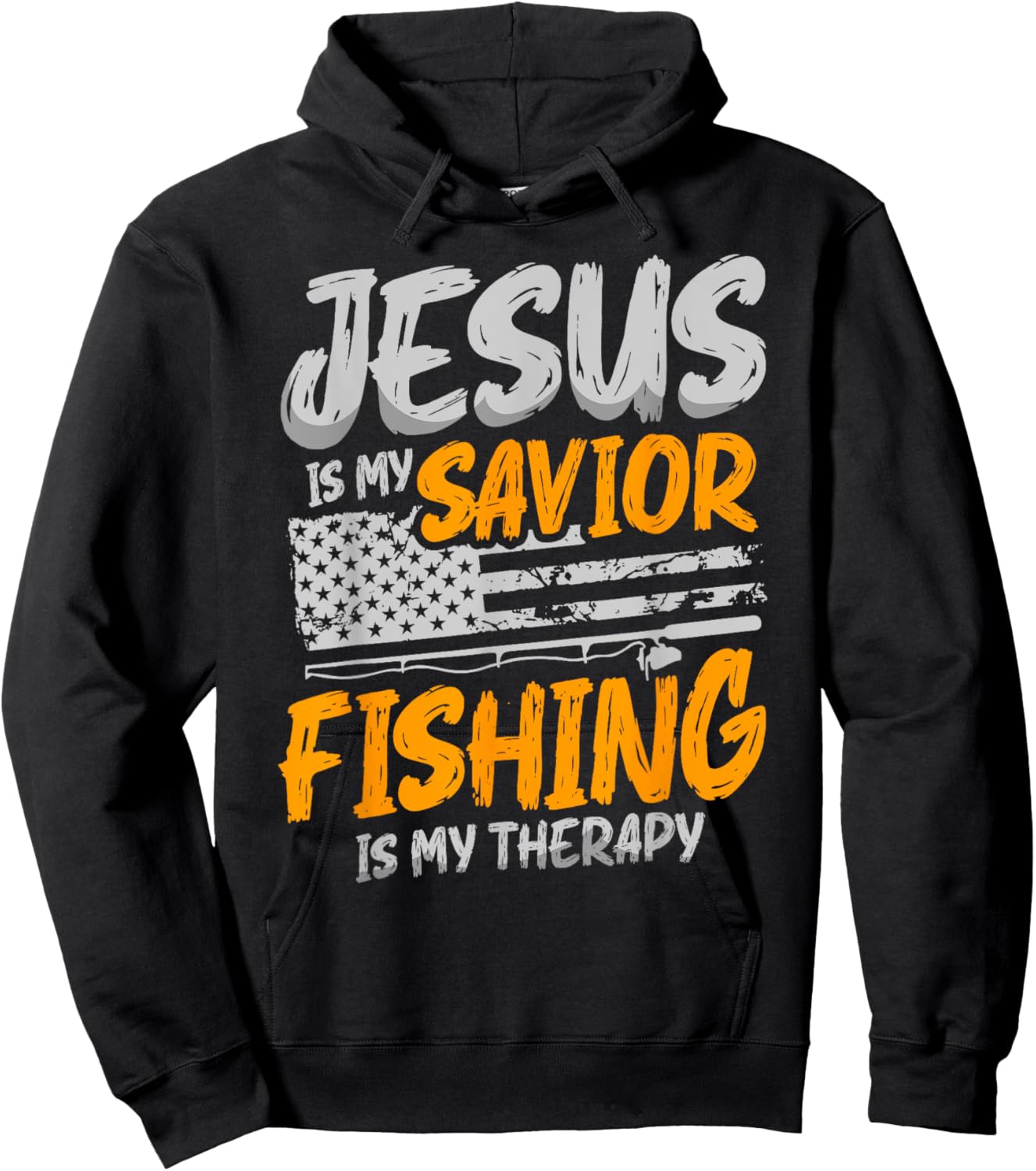 Jesus Is My Savior Fishing is My Therapy for a Fisherman Hoodie - Hoodie | Black