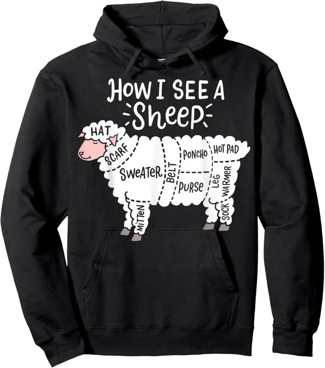 Knitting How I See A Sheep Yarn Wool Knitter Sewing Quilter Hoodie - Hoodie | Black