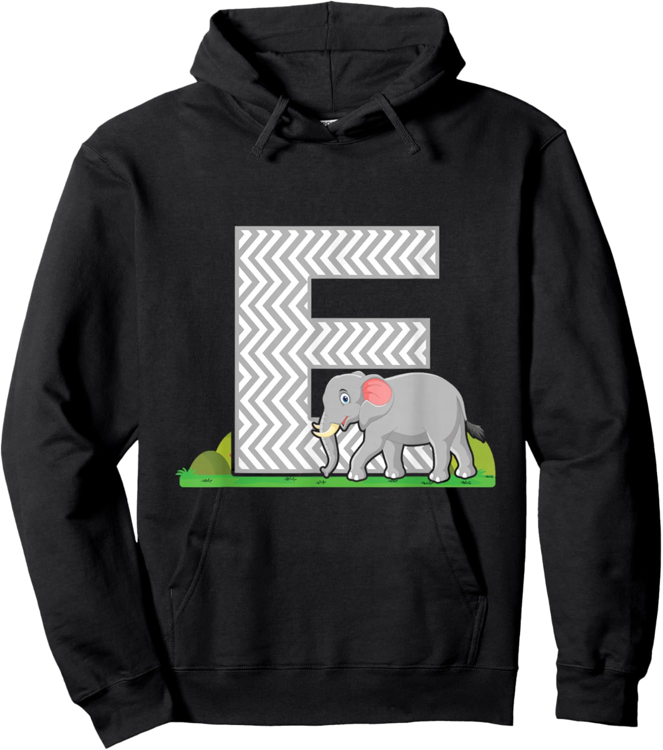 Letter E Elephant Alphabet Last Name Vowel Initials Animals Hoodie - Hoodie | Black