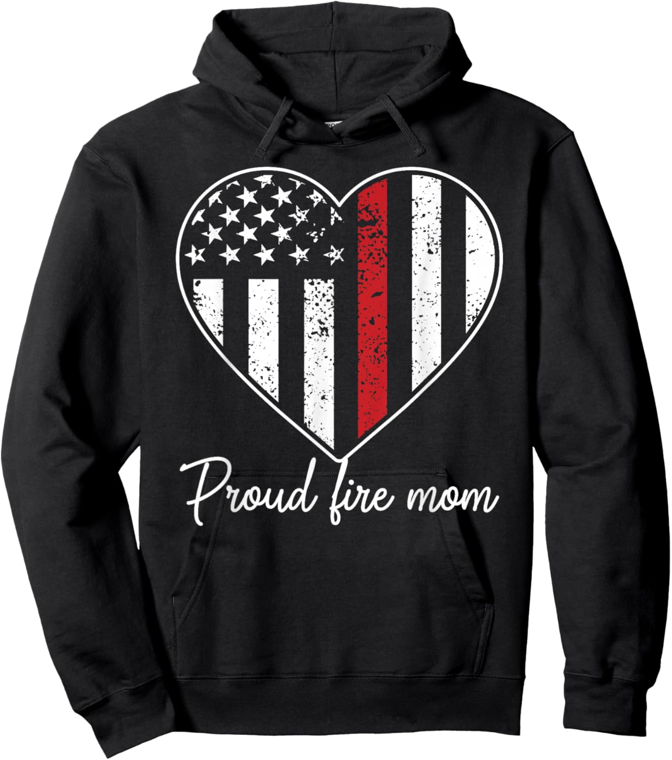 Proud Fire Mom Of A Firefighter Mother Heart Hoodie - Hoodie | Black