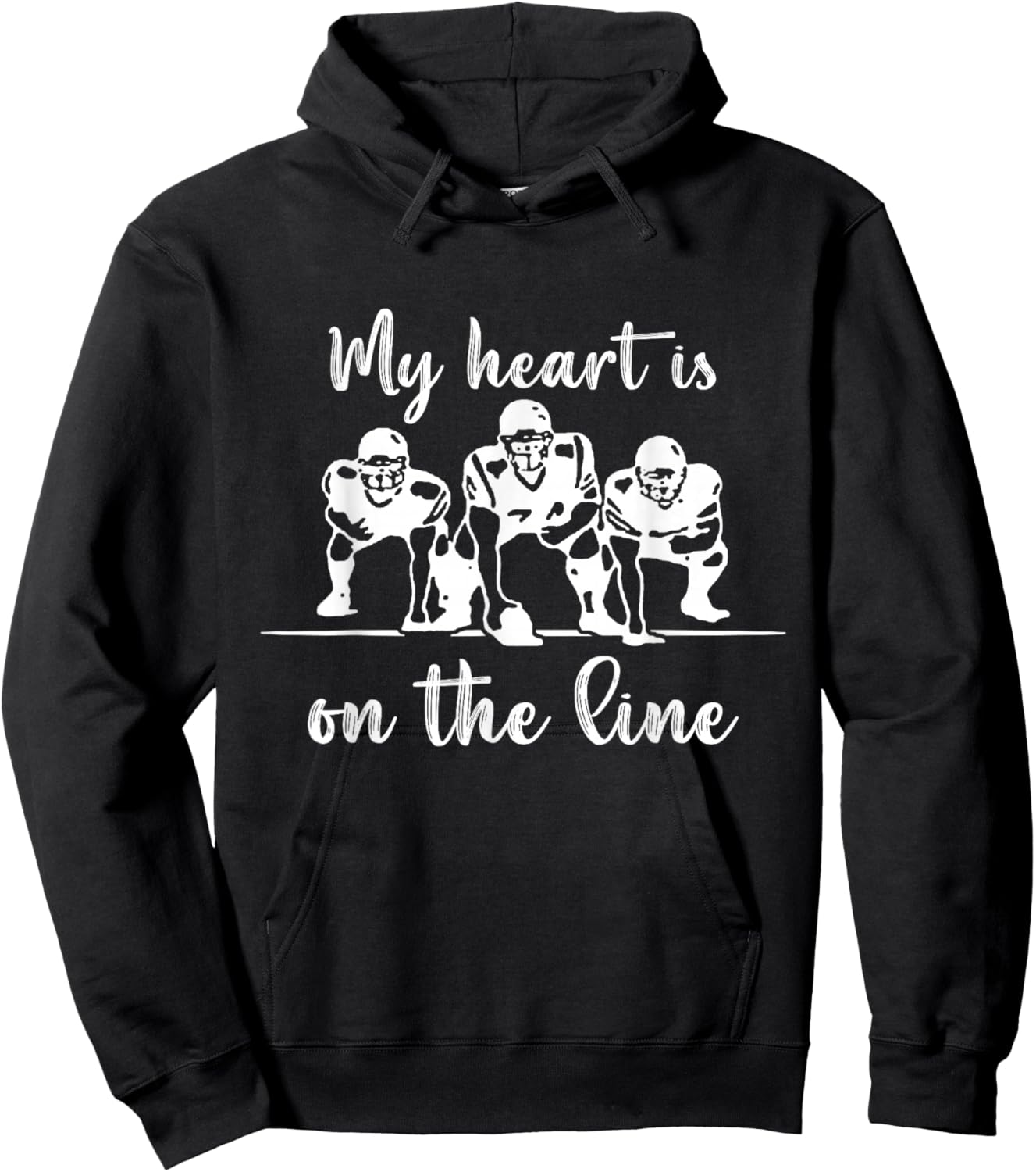 My Heart Is On The Line Offensive Lineman Football Hoodie - Hoodie | Black
