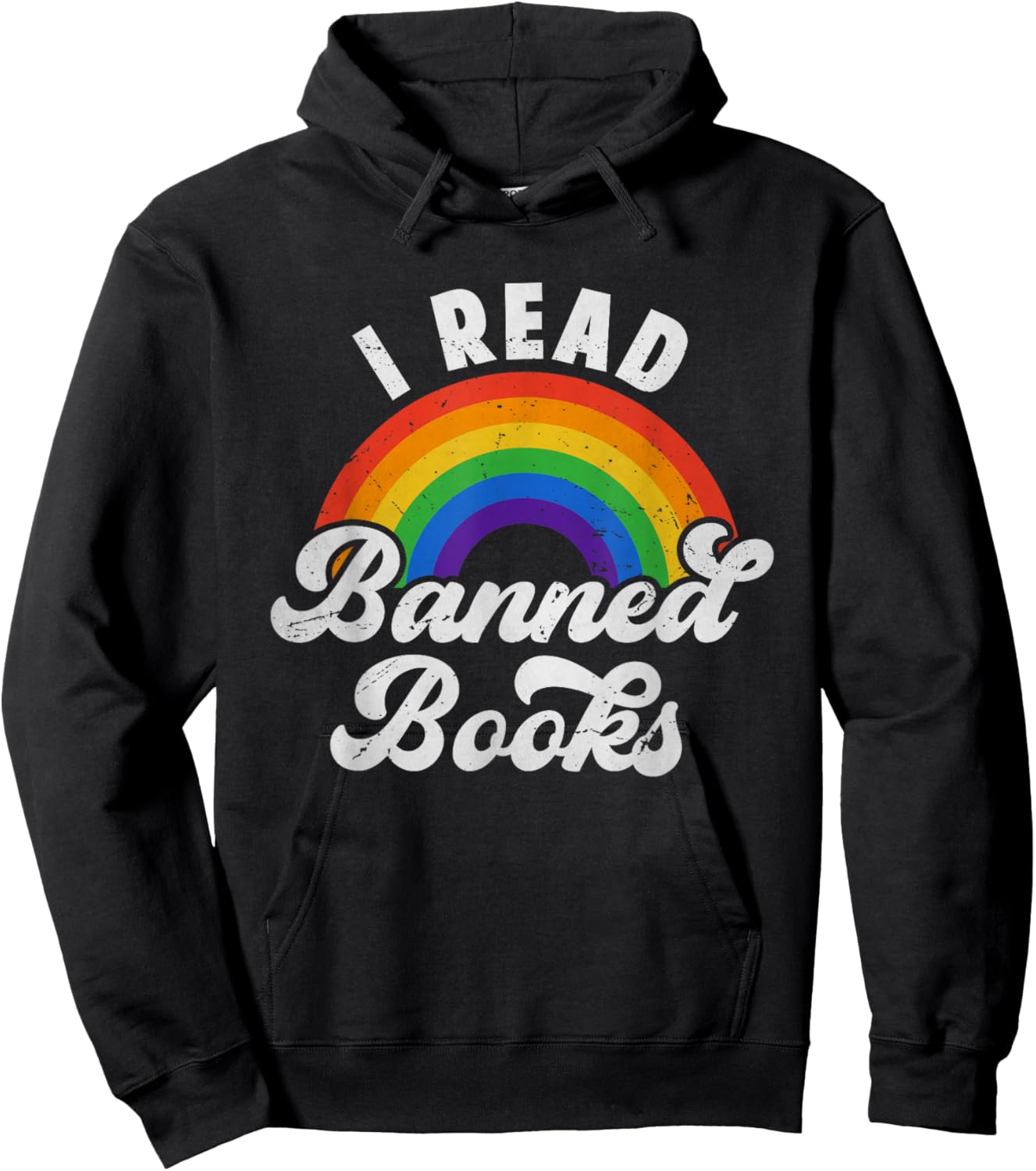 I Read Banned Books Retro Literature Rainbow Reading Vintage Hoodie - Hoodie | Black