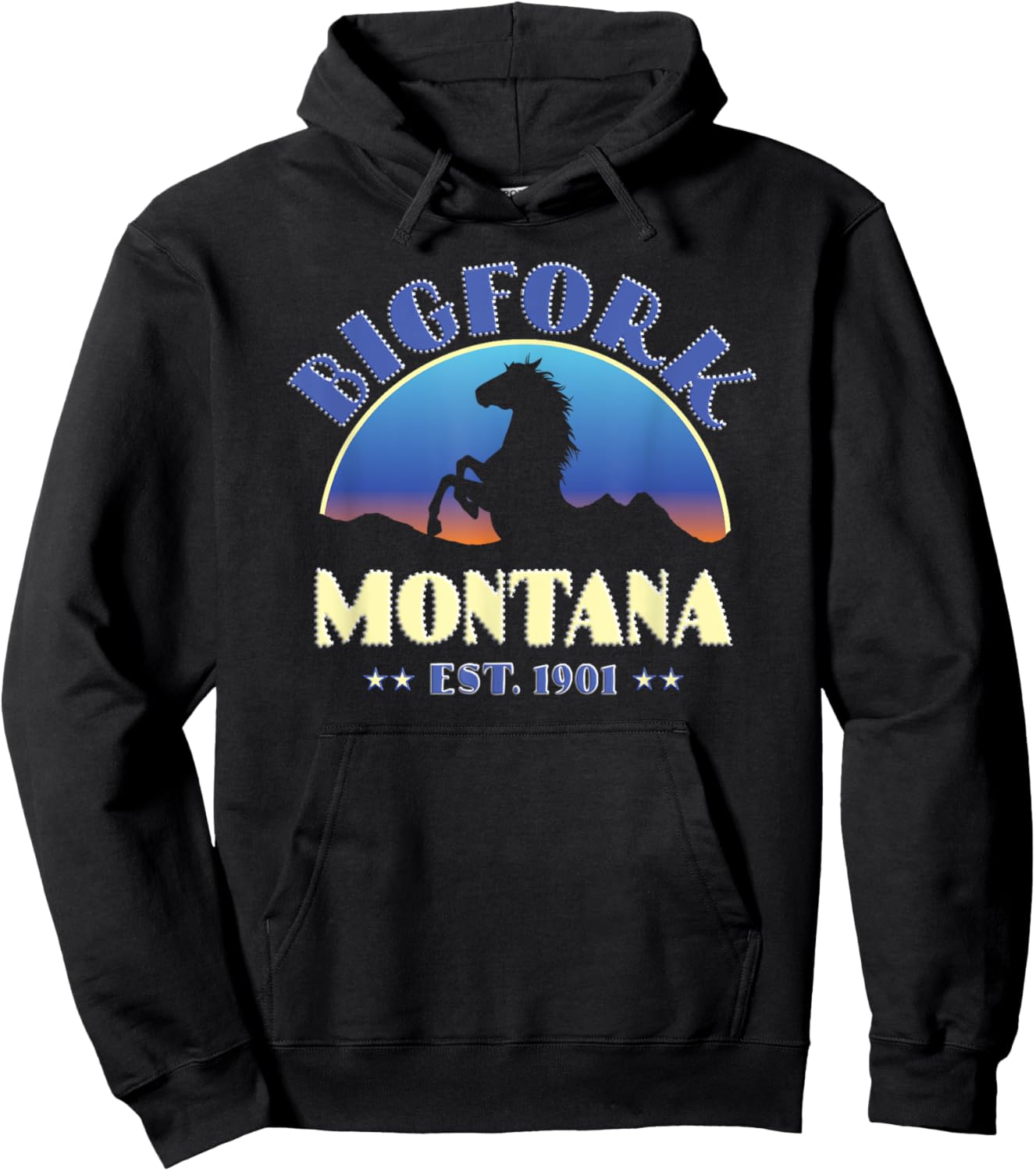 Bigfork Montana MT Wild Horse Hoodie - Hoodie | Black