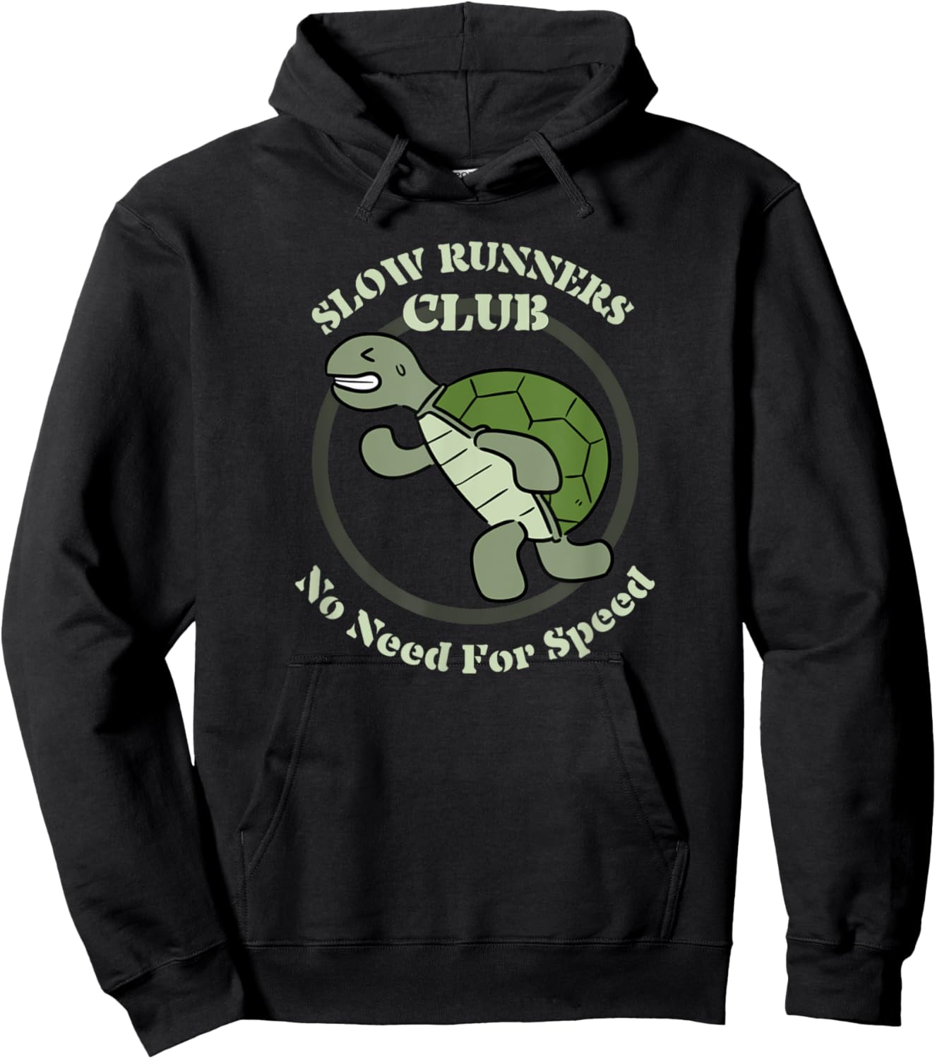 Turtle Jogger Slow Runners Club No Need For Speed Fun Run Hoodie - Hoodie | Black