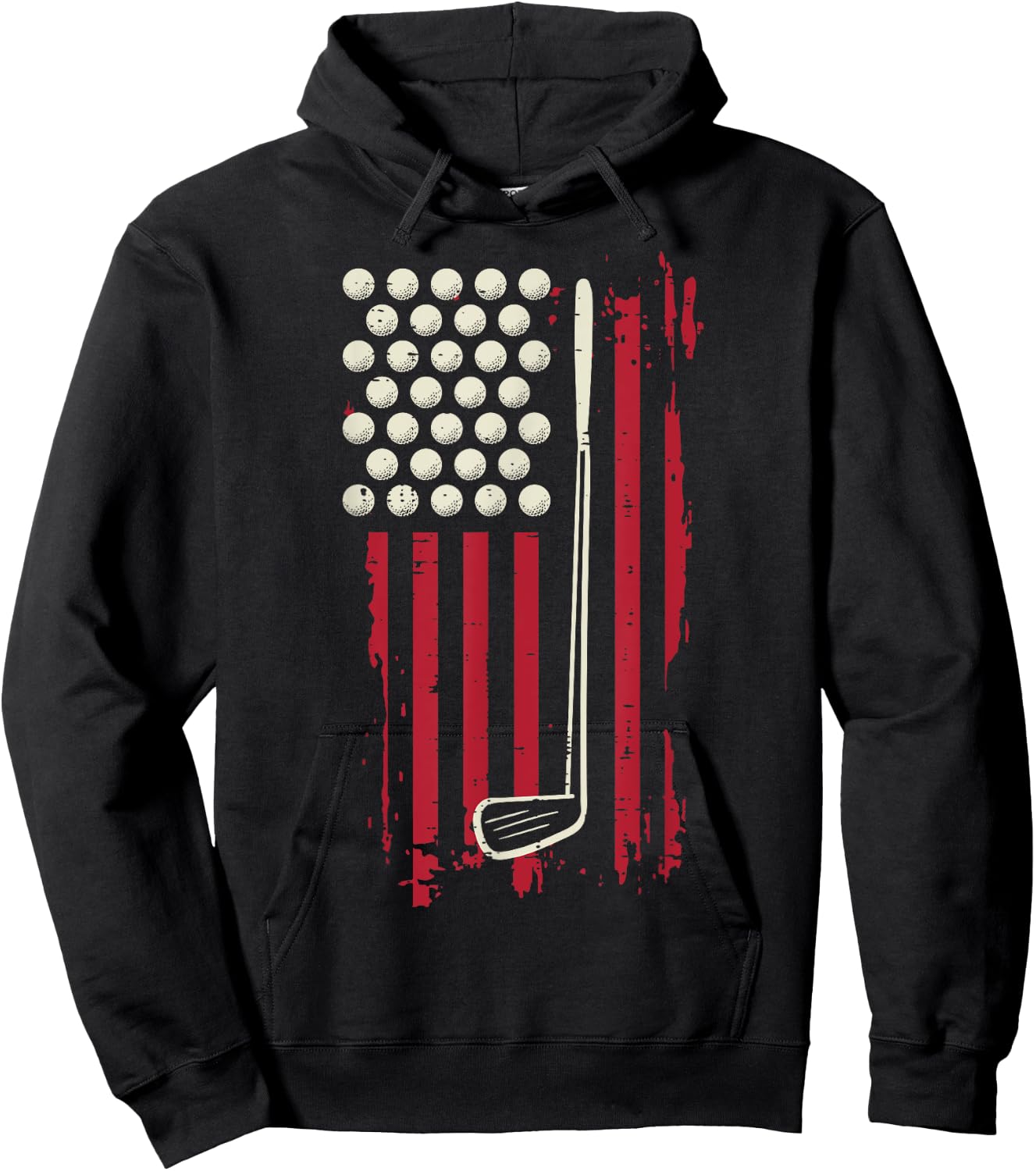 Golf American Flag USA Patriotic Men Women Kids Hoodie - Hoodie | Black