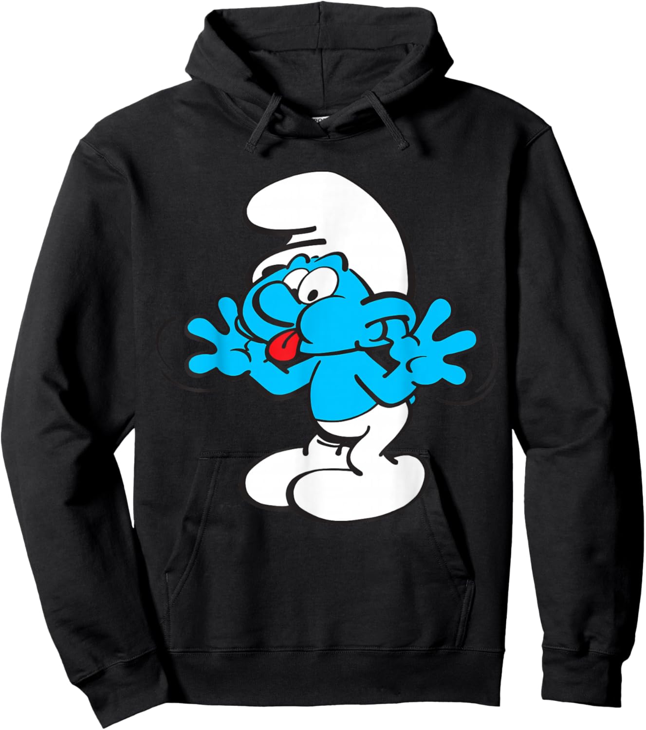The Smurfs Jokey Smurf Tongue Joyful Blue Comic Smurfette Hoodie - Hoodie | Black