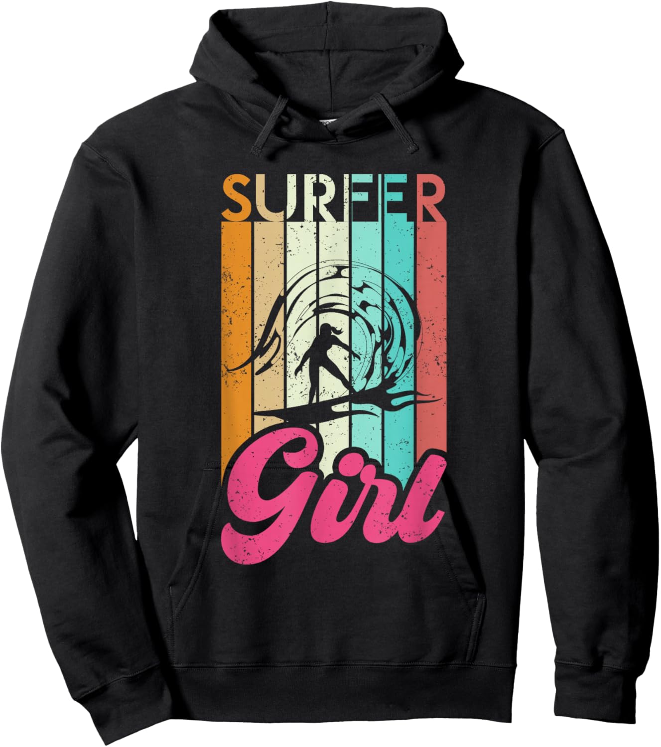 Surfer Girls Water Sports Surfing Retro Waves Surfing Hoodie - Hoodie | Black