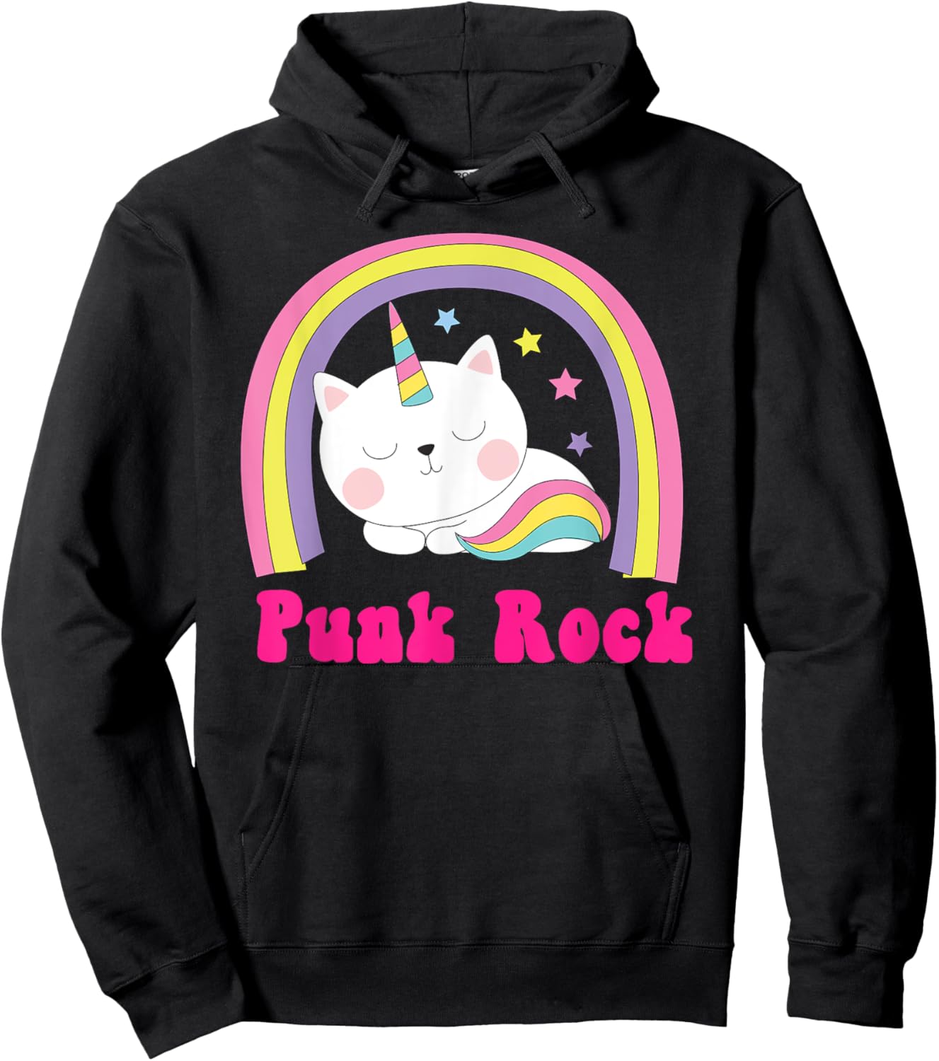 Punk Rock Shirt | Sarcastic Rainbow Funny Unicorn Punk Music Hoodie - Hoodie | Black