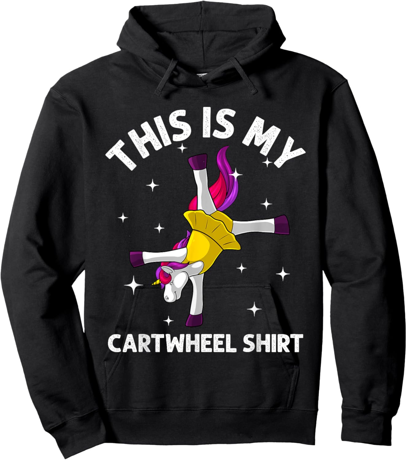 Cool Gymnastics Girls Gymnast Unicorn Cartwheel Hoodie - Hoodie | Black