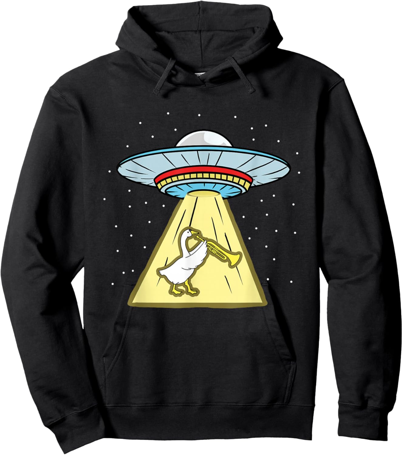 Duck Playing Trumpet Ufo Abduction Hoodie - Hoodie | Black