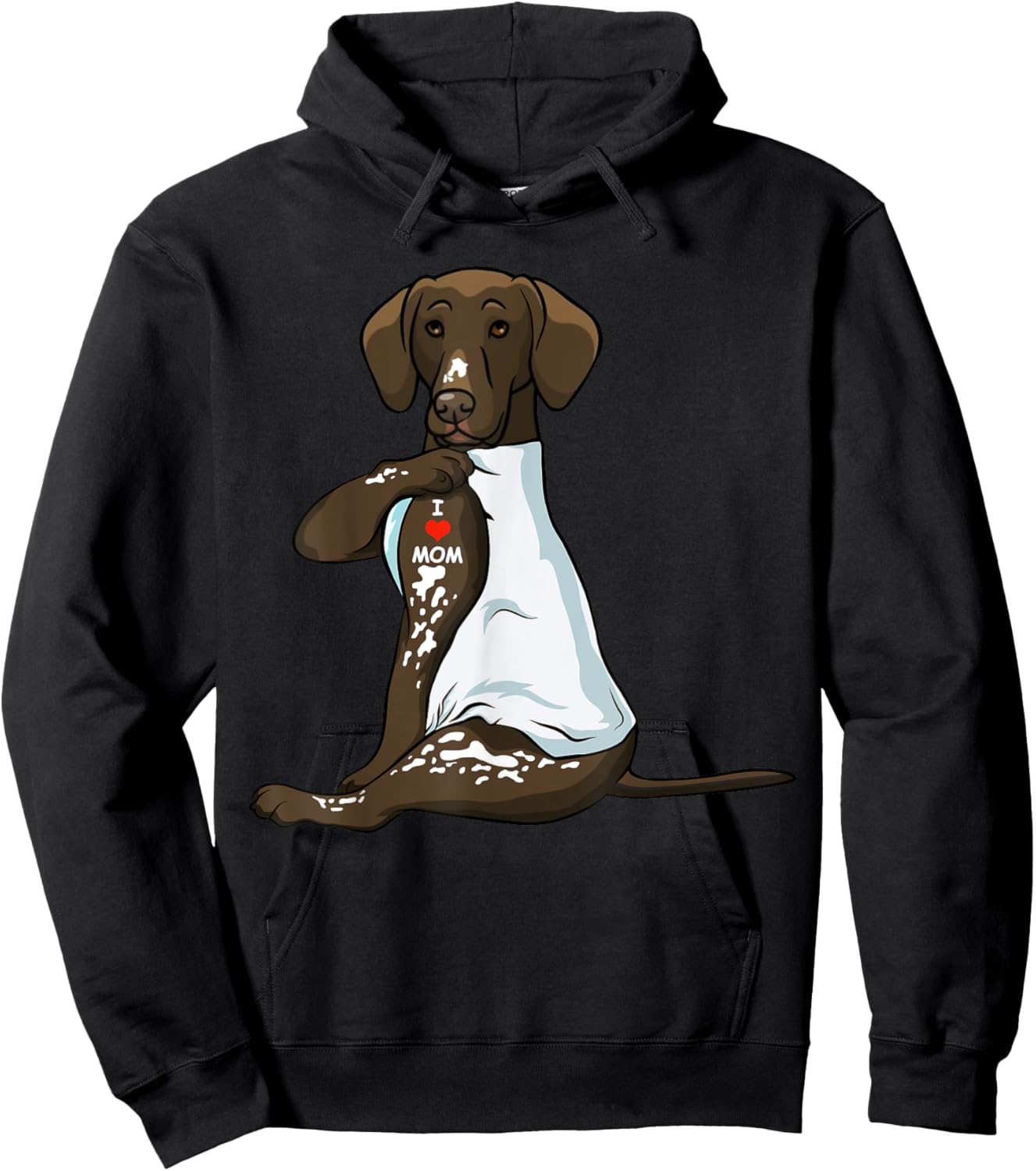 I Love Mom Tattoo German Shorthaired Pointer Mom Dog Women Hoodie - Hoodie | Black