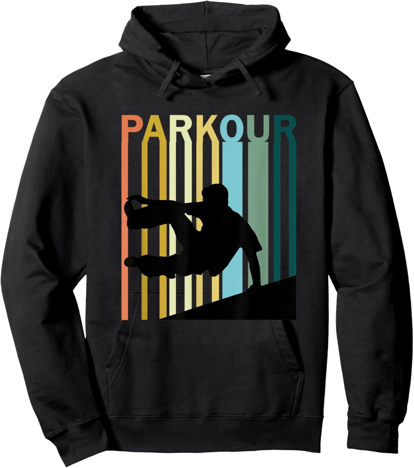 Vintage Style Parkour Silhouette Hoodie - Hoodie | Black