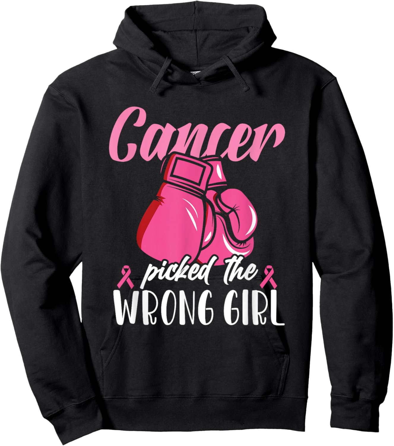 Breast Cancer Picked Wrong Girl Awareness Fighter Survivor Hoodie - Hoodie | Black