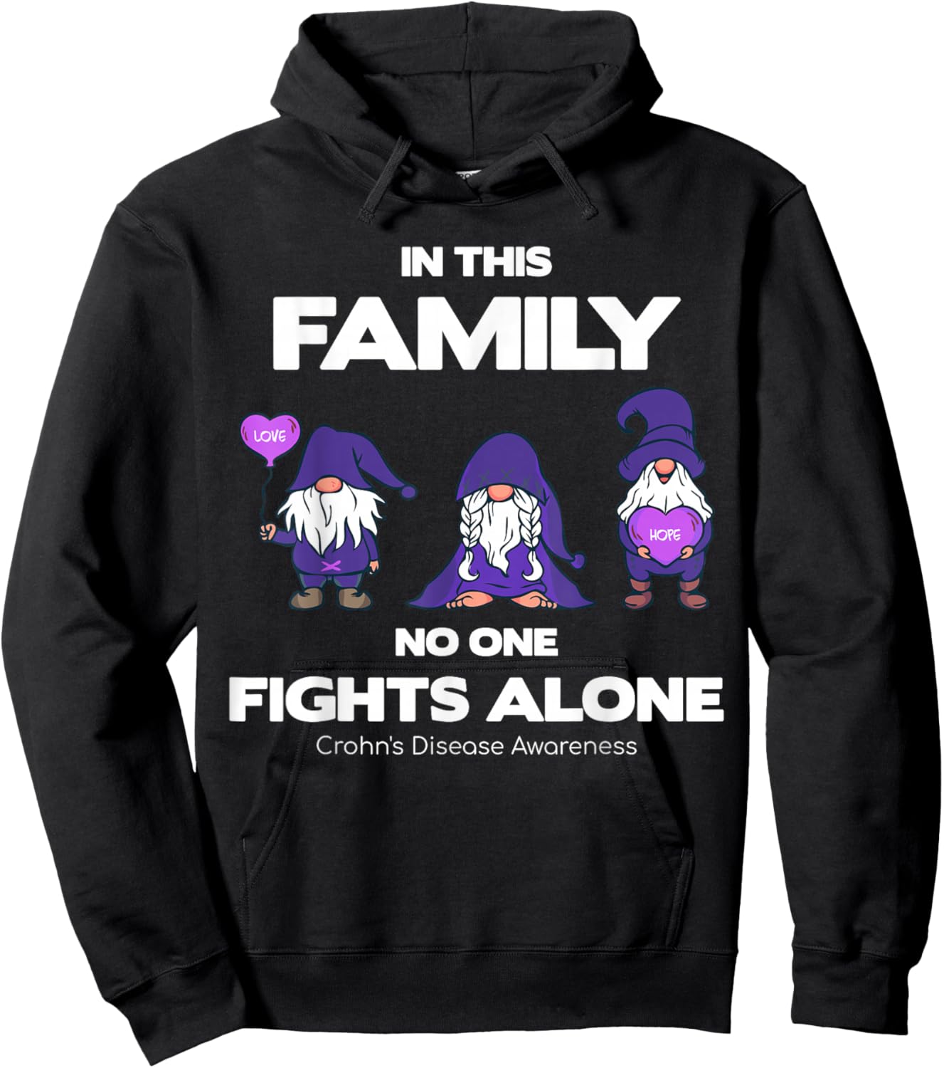 Crohn's Disease Awareness - Purple Warrior Fight Support Hoodie - Hoodie | Black