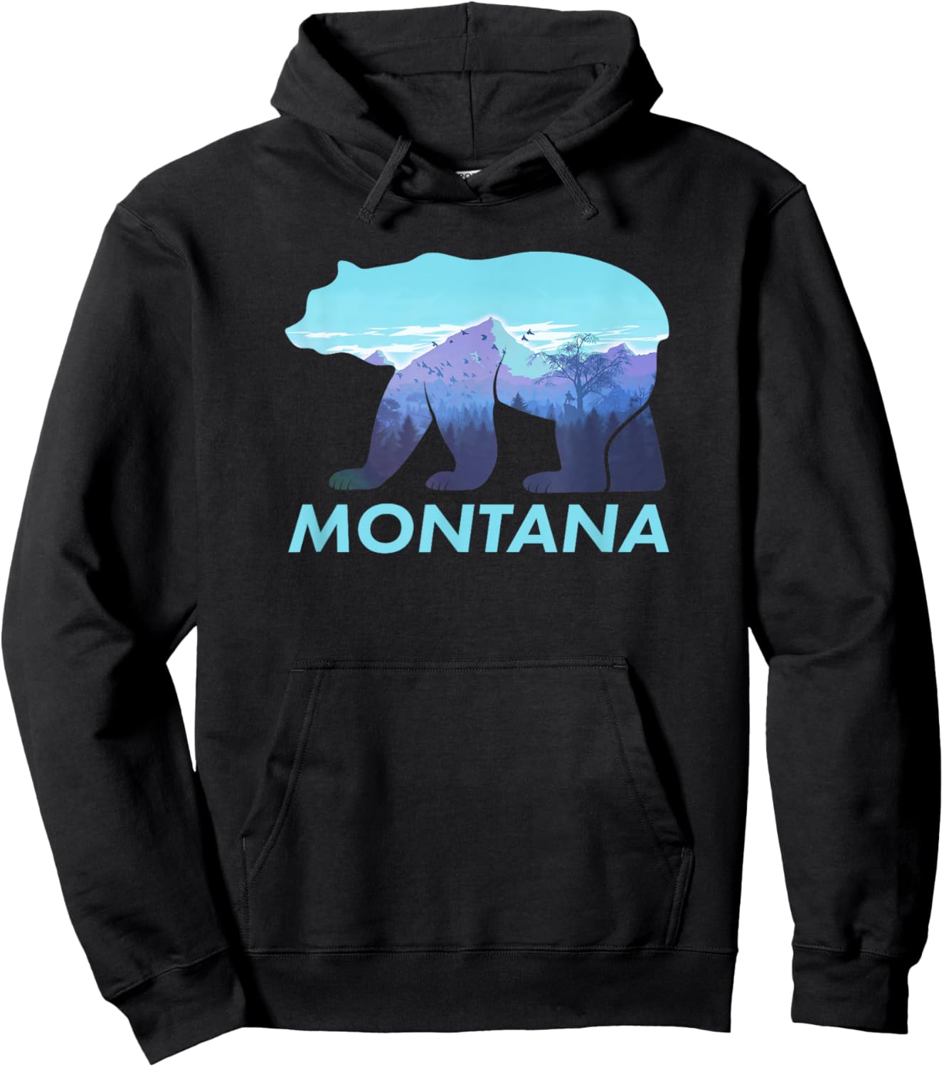 Montana Retro Vintage Outdoors Mountain Graphic Design Hoodie - Hoodie | Black