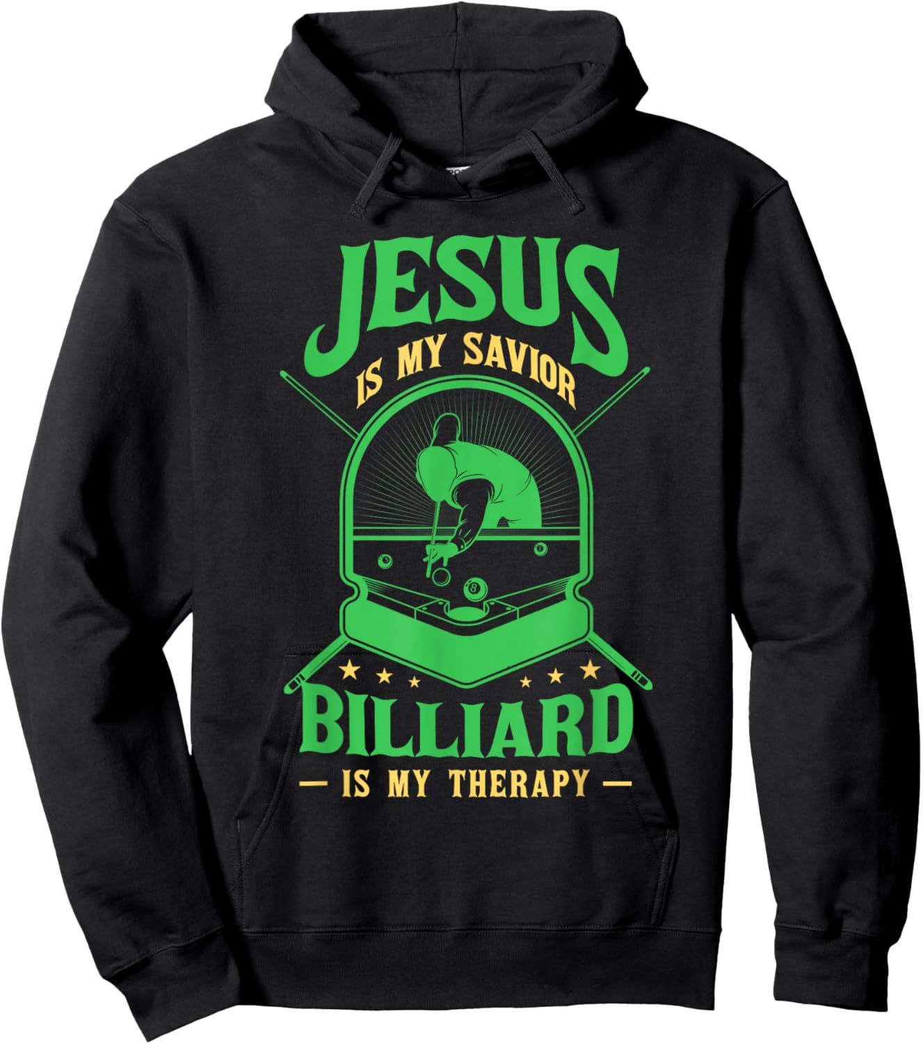 Jesus Savior Billiard Therapy Billiards Player Snooker Pool Hoodie - Hoodie | Black