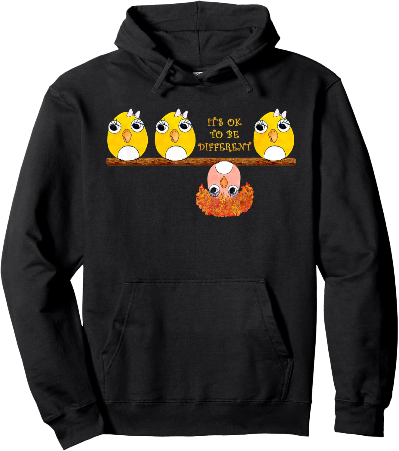 It's OK To Be Different Birds on Branch Positive Girls Top Hoodie - Hoodie | Black