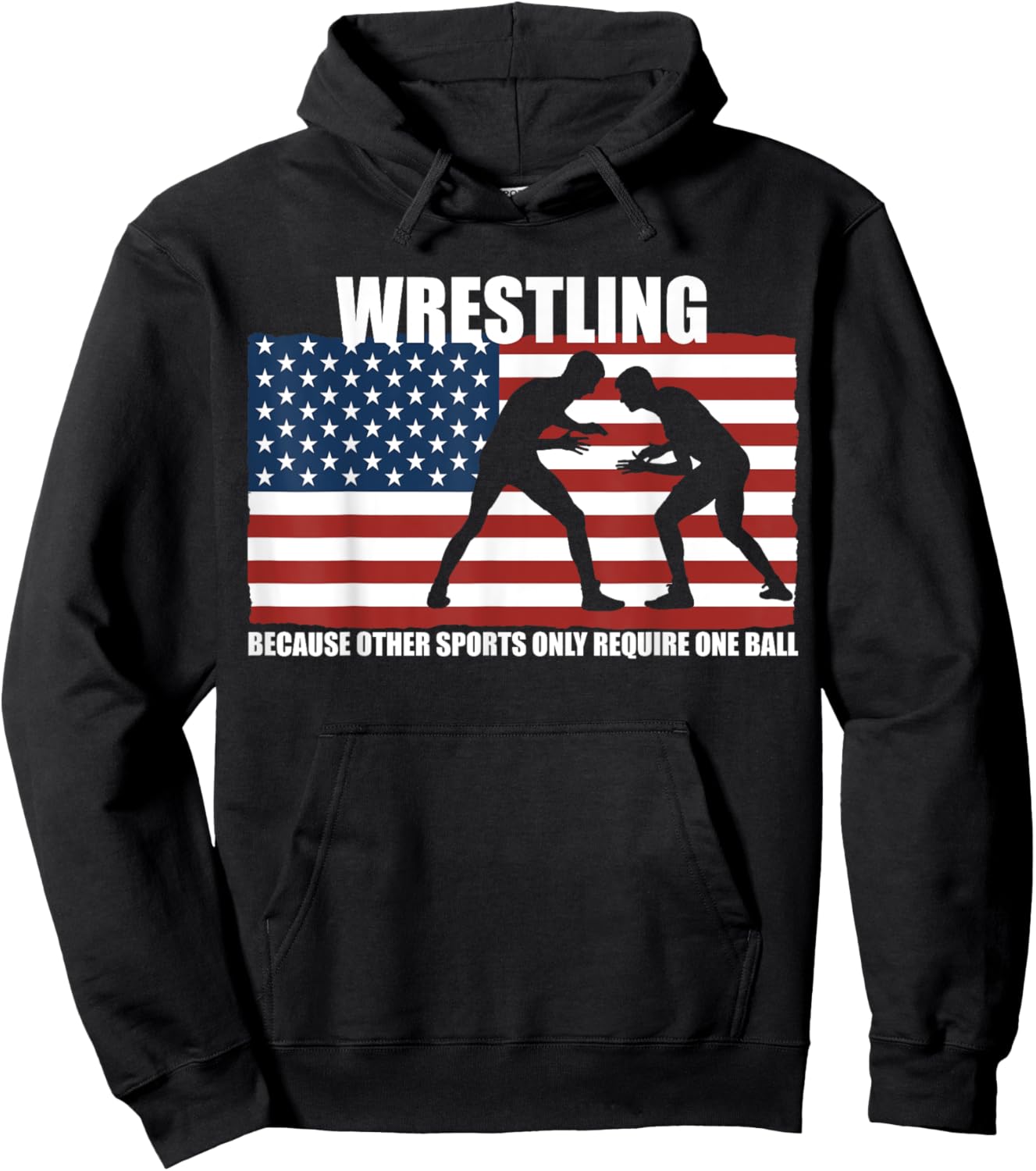 US Flag Wrestling because other sports only require one ball Hoodie - Hoodie | Black
