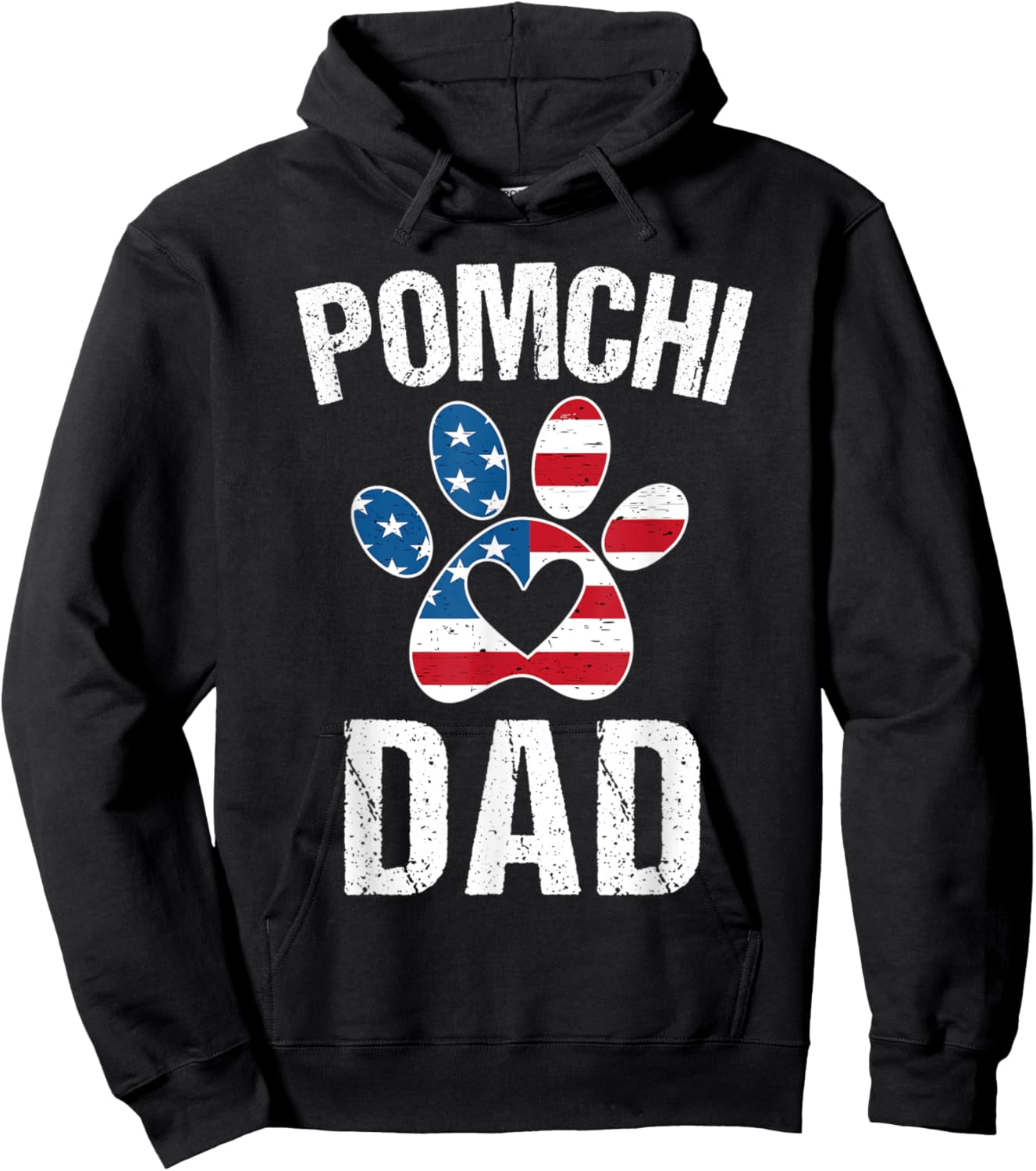 Pomchi Dad Daddy Pomchi Lover Owner American Flag Pomchi Dog Women Kids Men Hoodie - Hoodie | Black