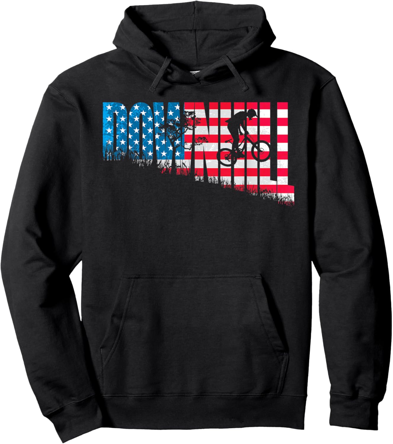 American Downhill Mountain Bike Flag - MTB Biking Riding Hoodie - Hoodie | Black