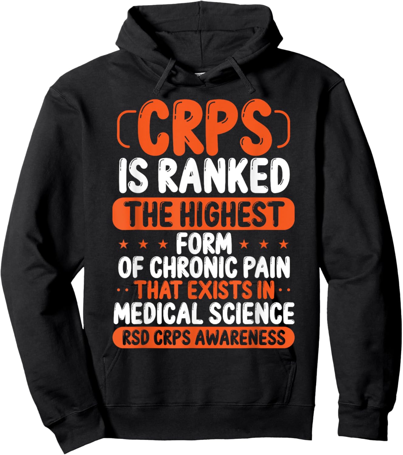 CRPS Awareness Chronic Pain Orange Ribbon RSD CRPS Warrior Hoodie - Hoodie | Black