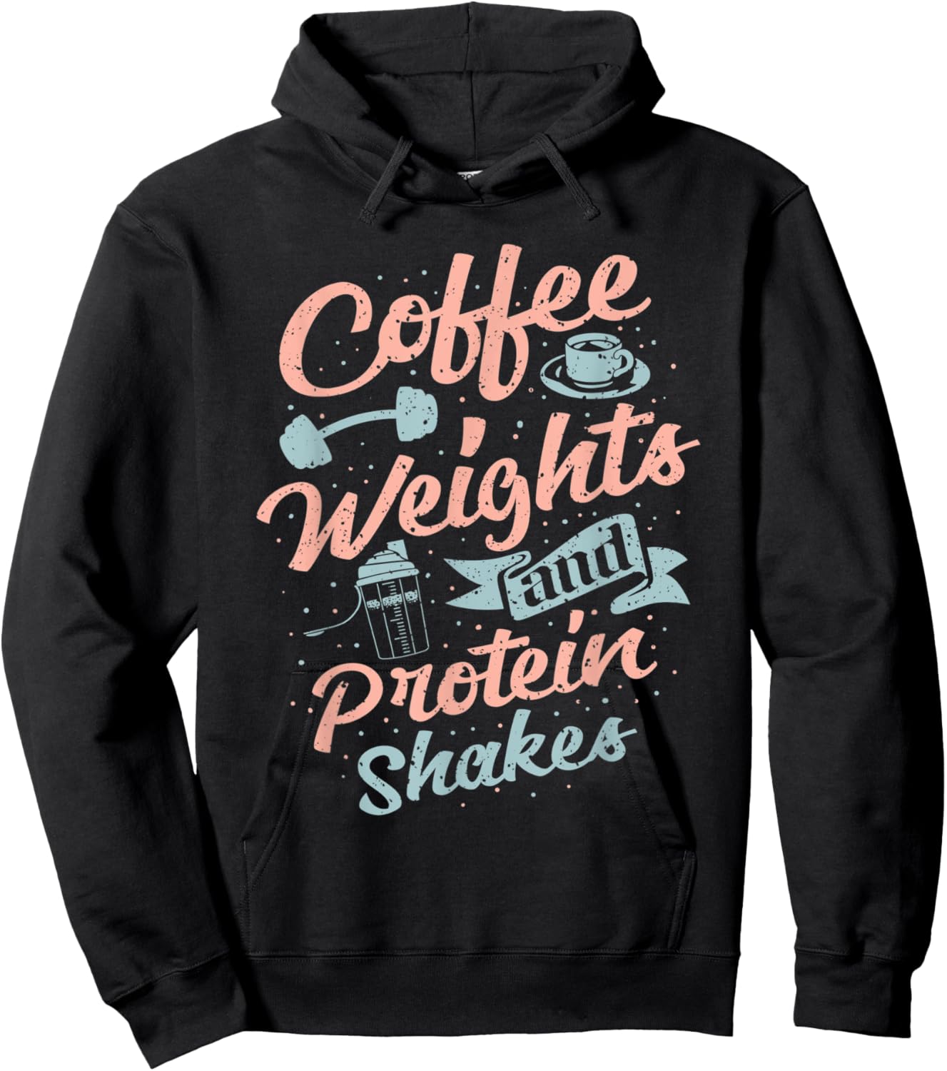 Coffee Weights And Protein Shakes Bodybuilding Bodybuilder Hoodie - Hoodie | Black