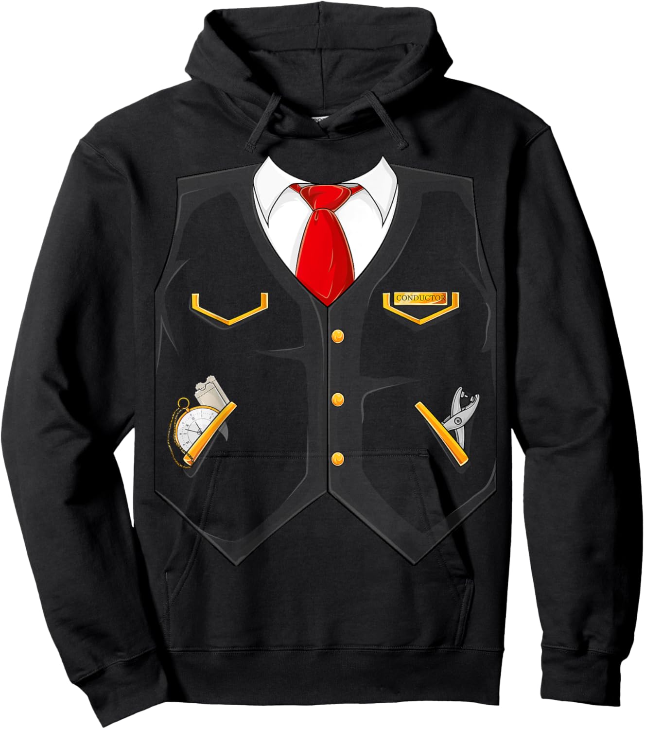 Halloween Train Conductor Costume for Kids Adults Men Women Hoodie - Hoodie | Black