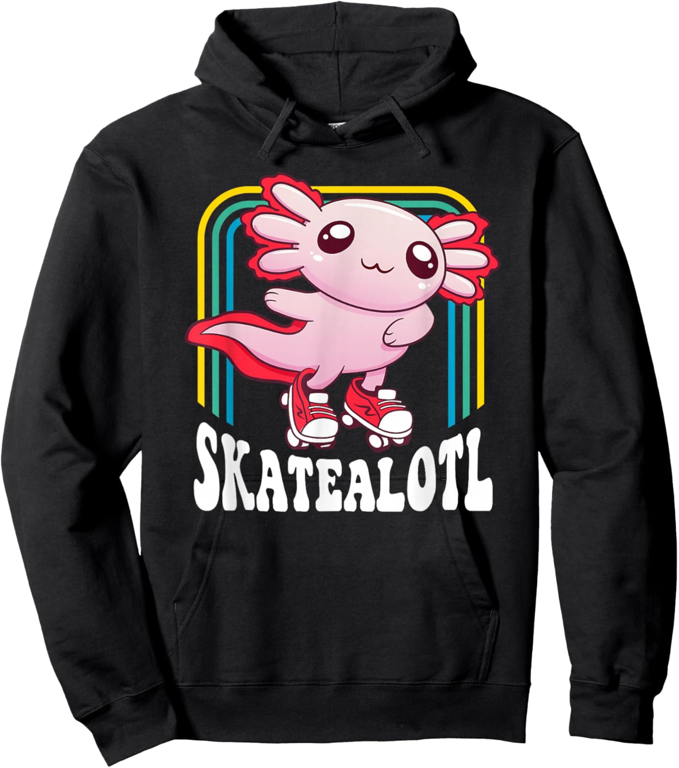 Funny Disco Roller Skate Axolotl Kawaii Salamander Hoodie - Hoodie | Black