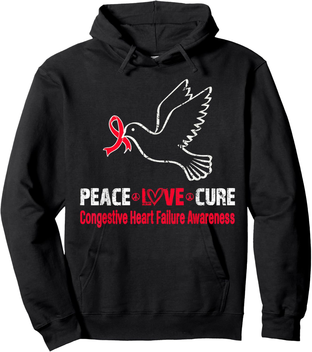 Peace Love Cure Congestive Heart Failure Awareness Hoodie - Hoodie | Black