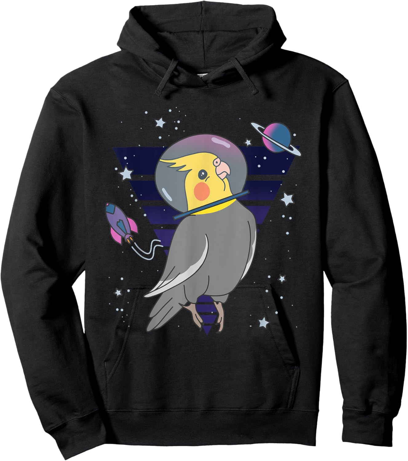 Funny Parrot Pet Bird Planets Space Birb Astronaut Cockatiel Hoodie - Hoodie | Black