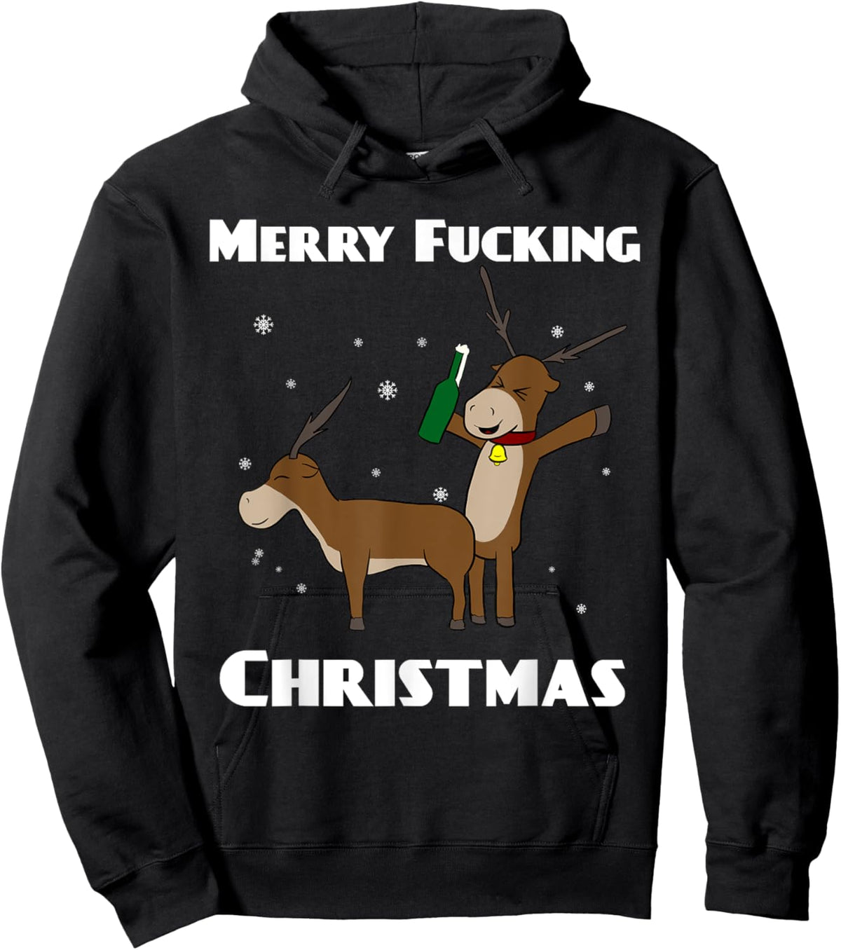 Merry Fucking Christmas Reindeer Hoodie - Hoodie | Black