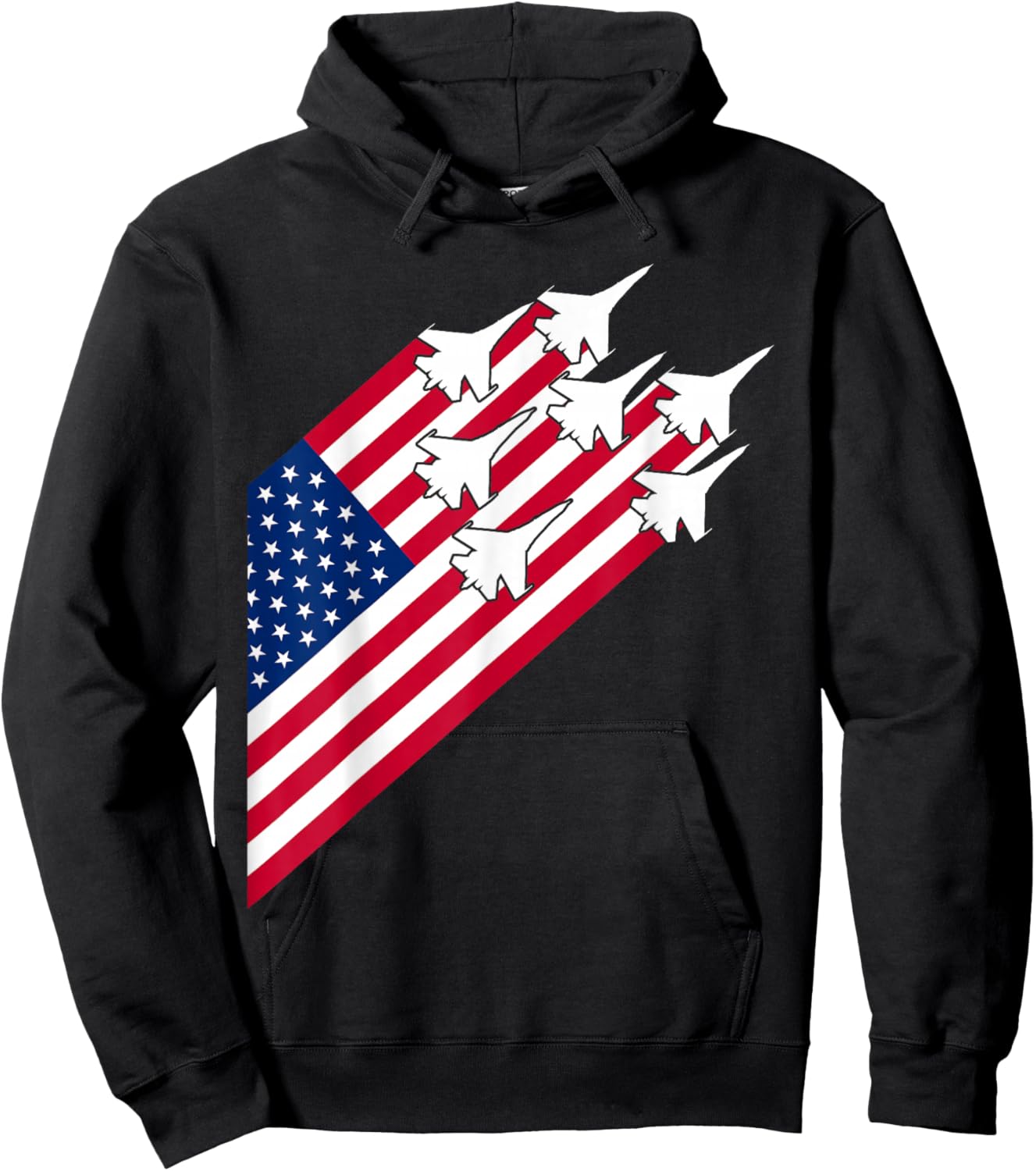 Fighter Jets USA Flag 4th of July Fighter Jet Flag Hoodie - Hoodie | Black