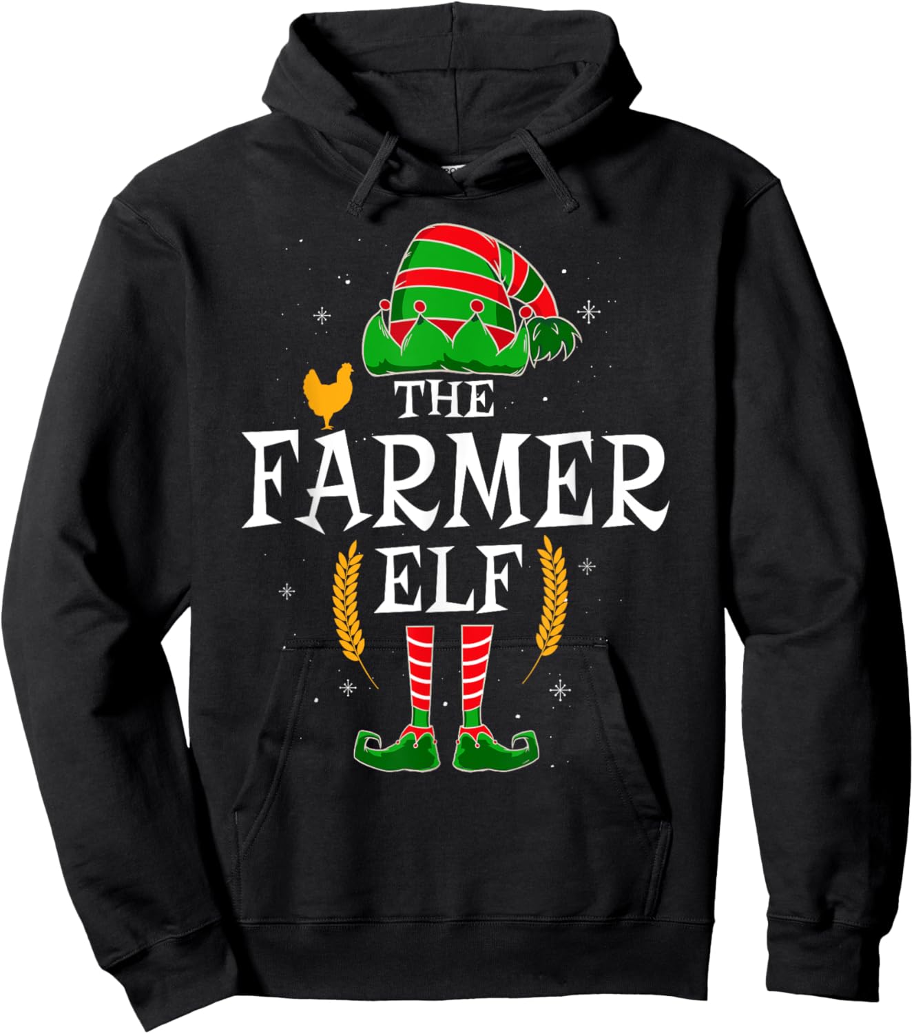 The Farmer Elf Group Matching Family Christmas Farm Funny Hoodie - Hoodie | Black