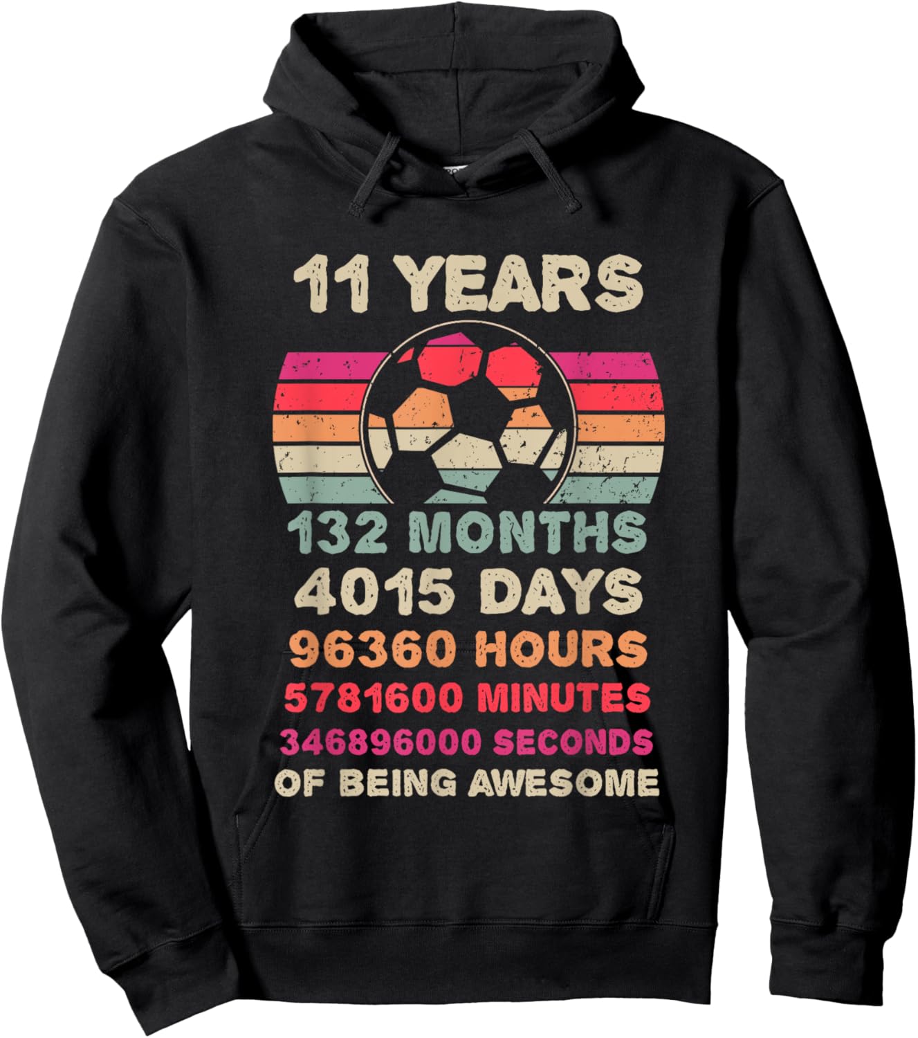 11 Year Old Soccer Birthday Eleventh 11th Birthday Boy Girl Hoodie - Hoodie | Black