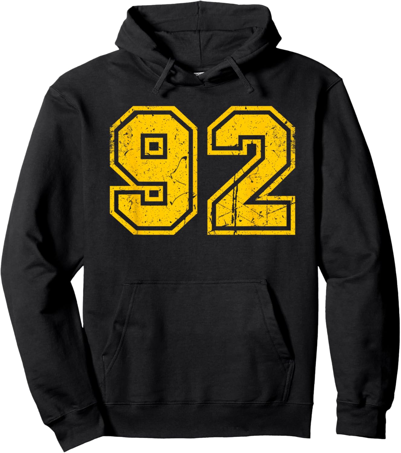 Vintage Yellow Sports Team Number 92 Hoodie - Hoodie | Black